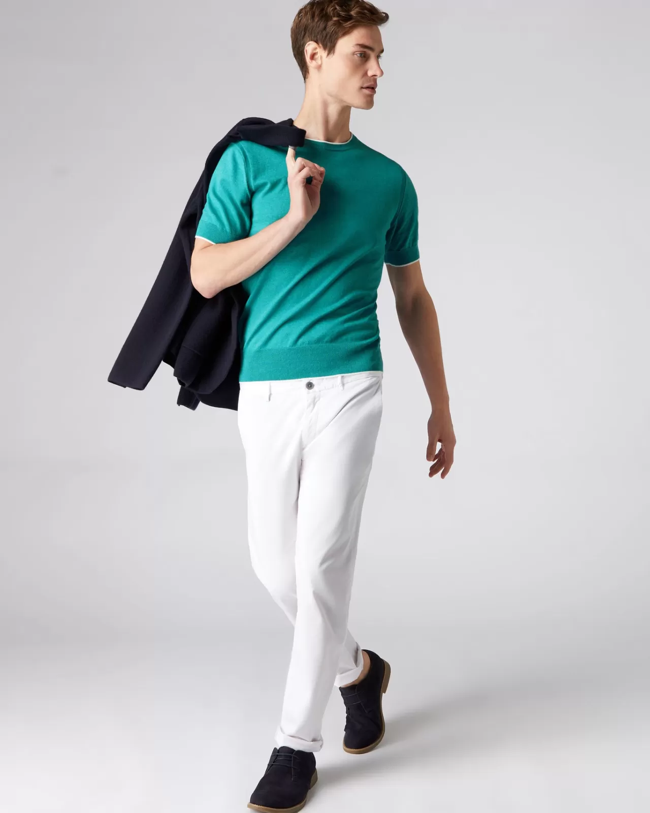 Men N.Peal Polos & T-Shirts | Men'S Short Sleeve Crew Neck Cotton Cashmere T Shirt