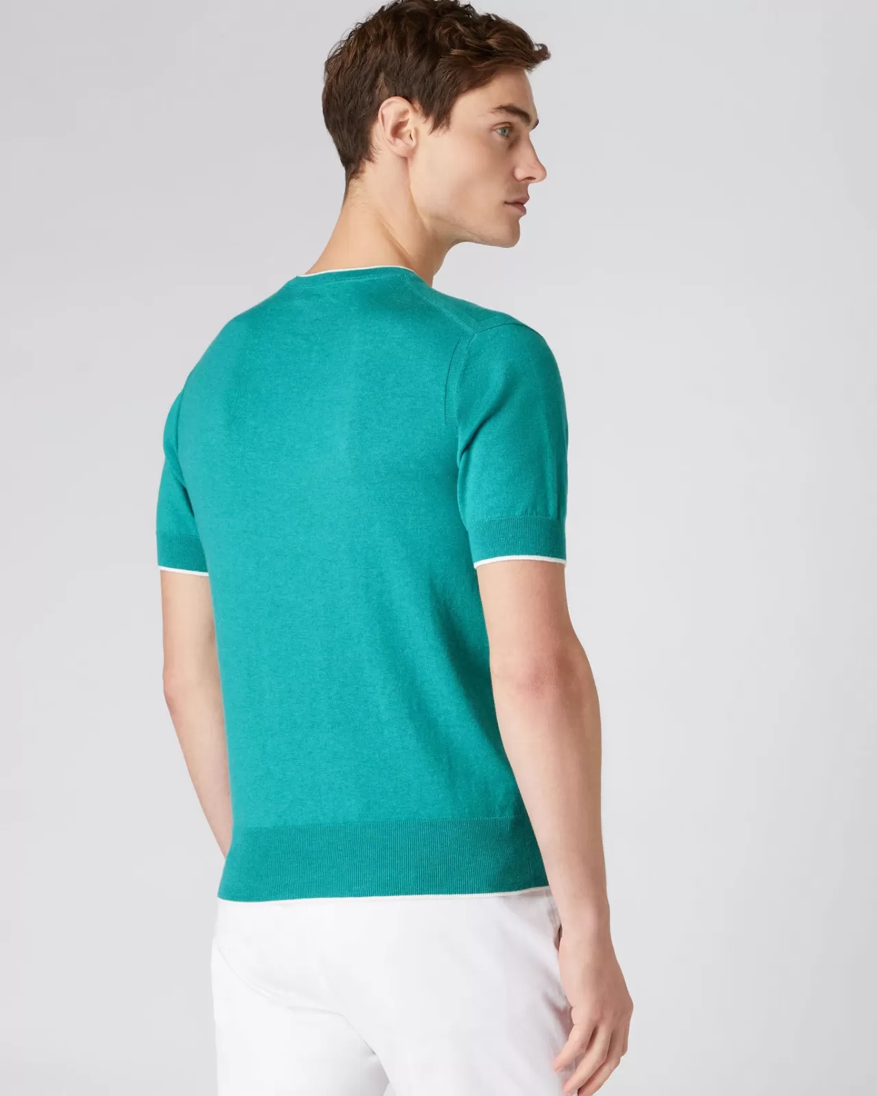 Men N.Peal Polos & T-Shirts | Men'S Short Sleeve Crew Neck Cotton Cashmere T Shirt