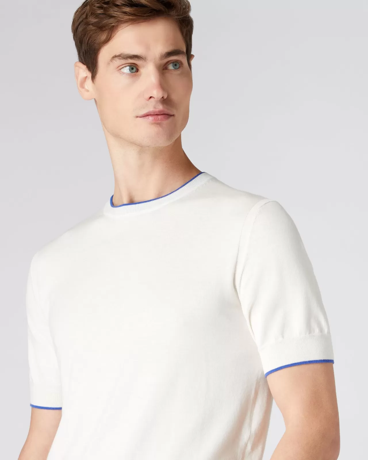 Men N.Peal Polos & T-Shirts | Men'S Short Sleeve Crew Neck Cotton Cashmere T Shirt