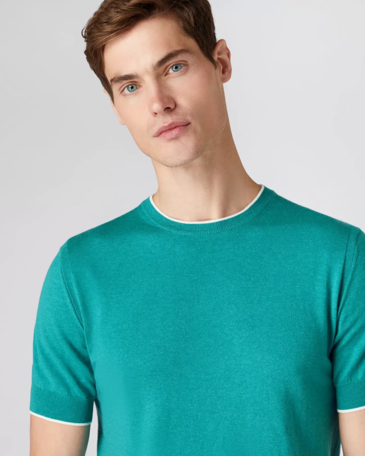 Men N.Peal Polos & T-Shirts | Men'S Short Sleeve Crew Neck Cotton Cashmere T Shirt