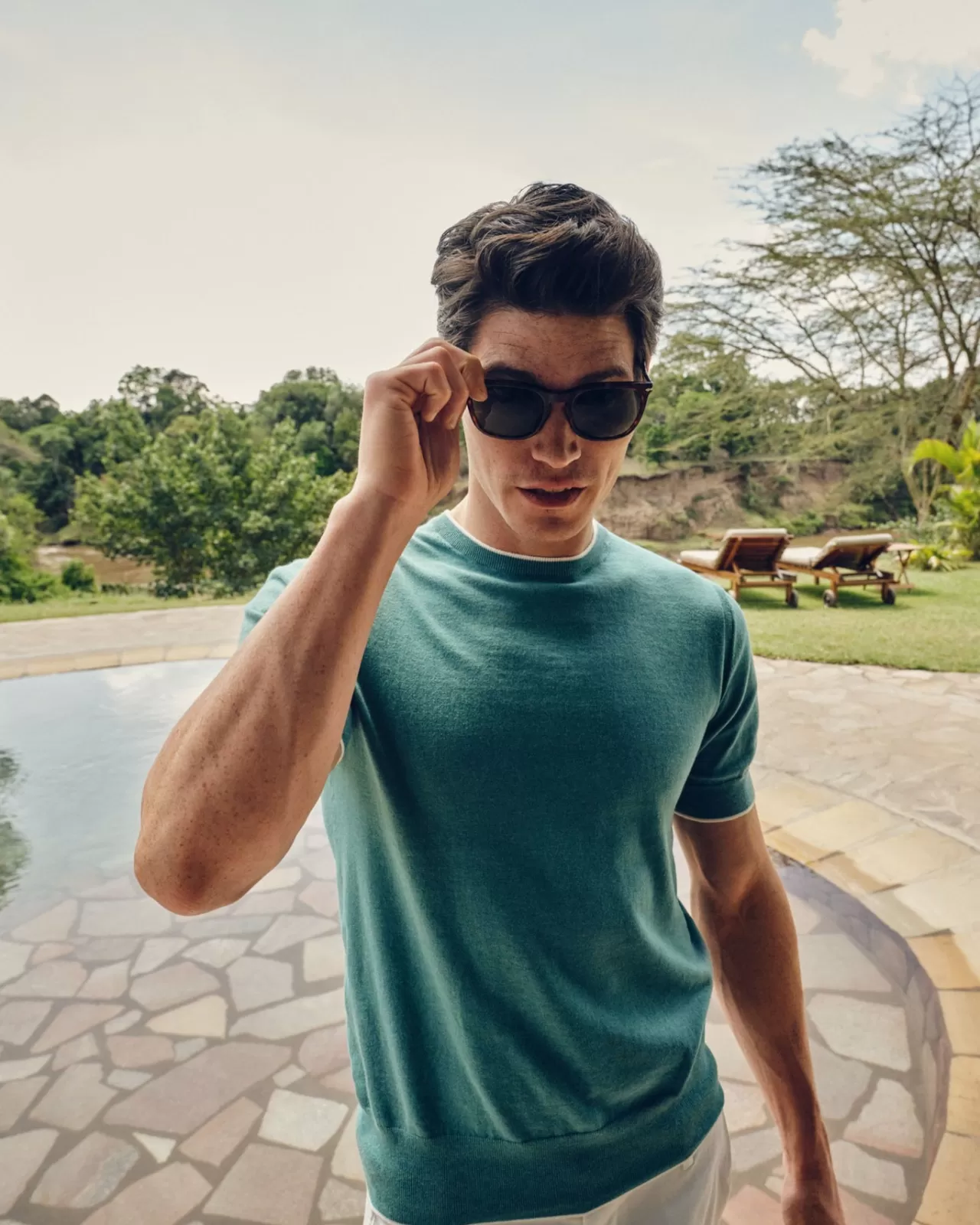 Men N.Peal Polos & T-Shirts | Men'S Short Sleeve Crew Neck Cotton Cashmere T Shirt