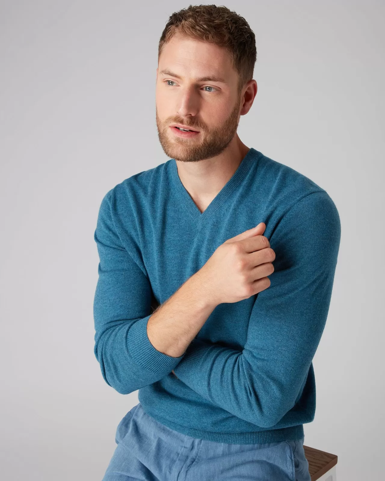 Men N.Peal V Necks | Men'S The Burlington V Neck Cashmere Jumper