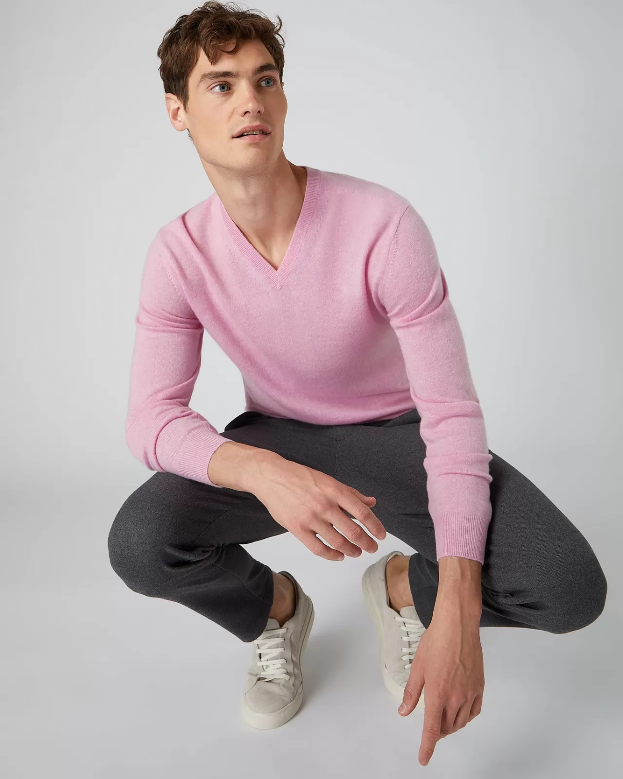 Men N.Peal V Necks | Men'S The Burlington V Neck Cashmere Jumper