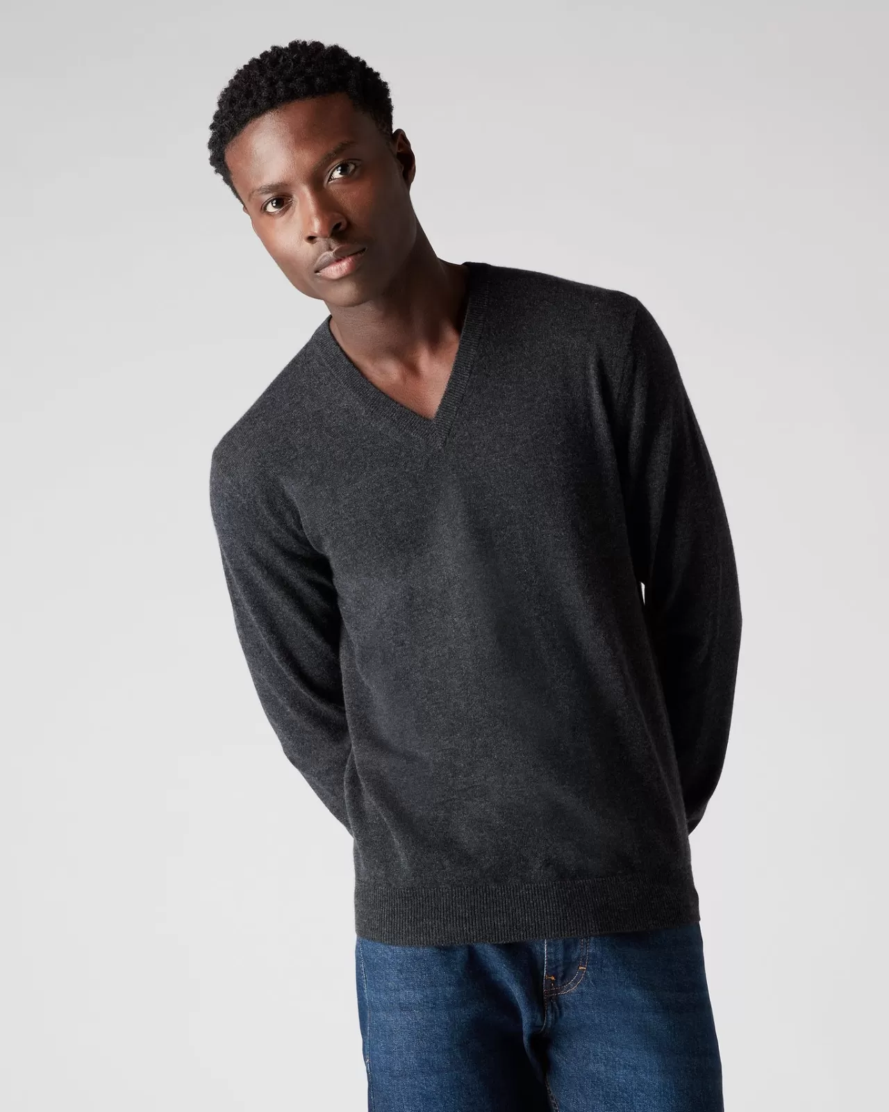 Men N.Peal V Necks | Men'S The Burlington V Neck Cashmere Jumper