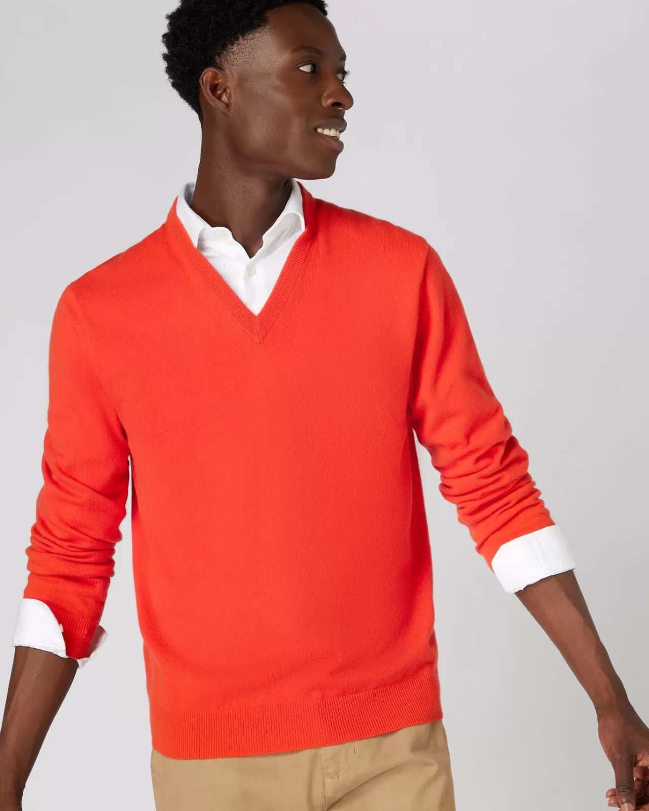 Men N.Peal V Necks | Men'S The Burlington V Neck Cashmere Jumper