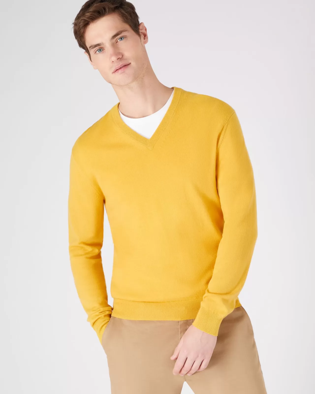 Men N.Peal V Necks | Men'S The Burlington V Neck Cashmere Jumper