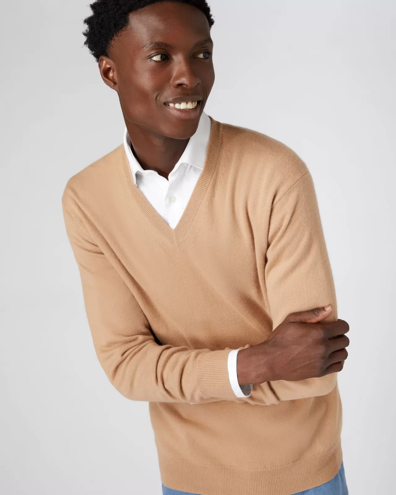 Men N.Peal V Necks | Men'S The Burlington V Neck Cashmere Jumper