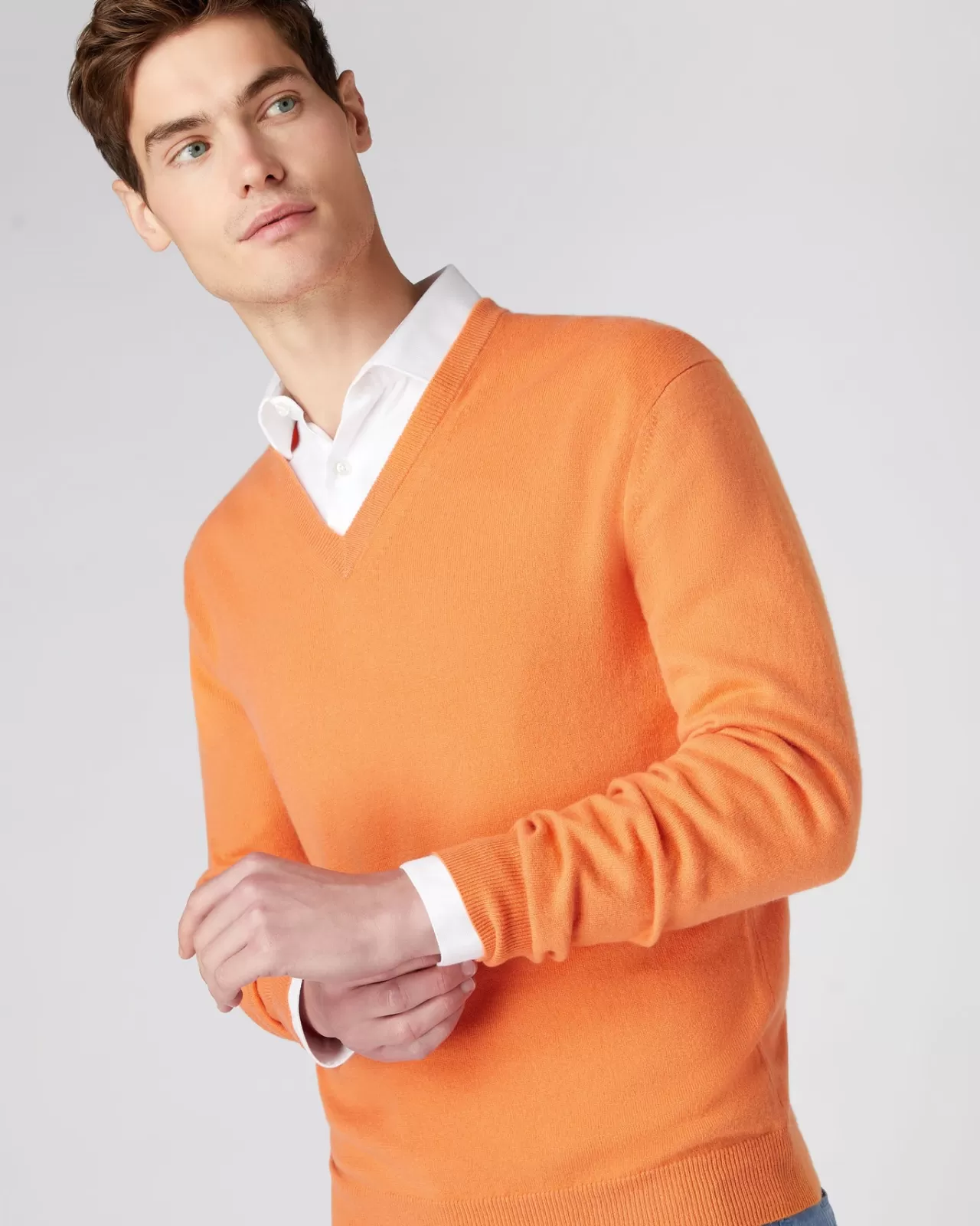 Men N.Peal V Necks | Men'S The Burlington V Neck Cashmere Jumper