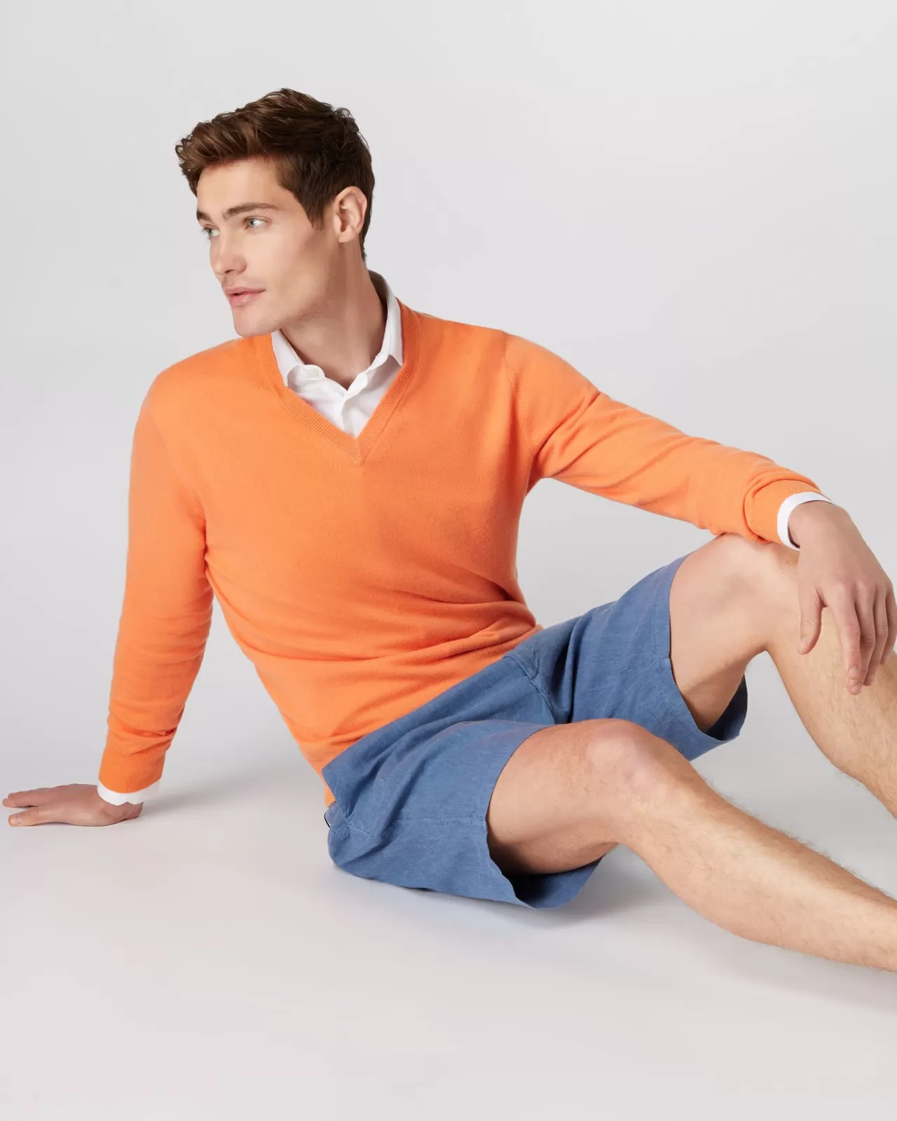 Men N.Peal V Necks | Men'S The Burlington V Neck Cashmere Jumper