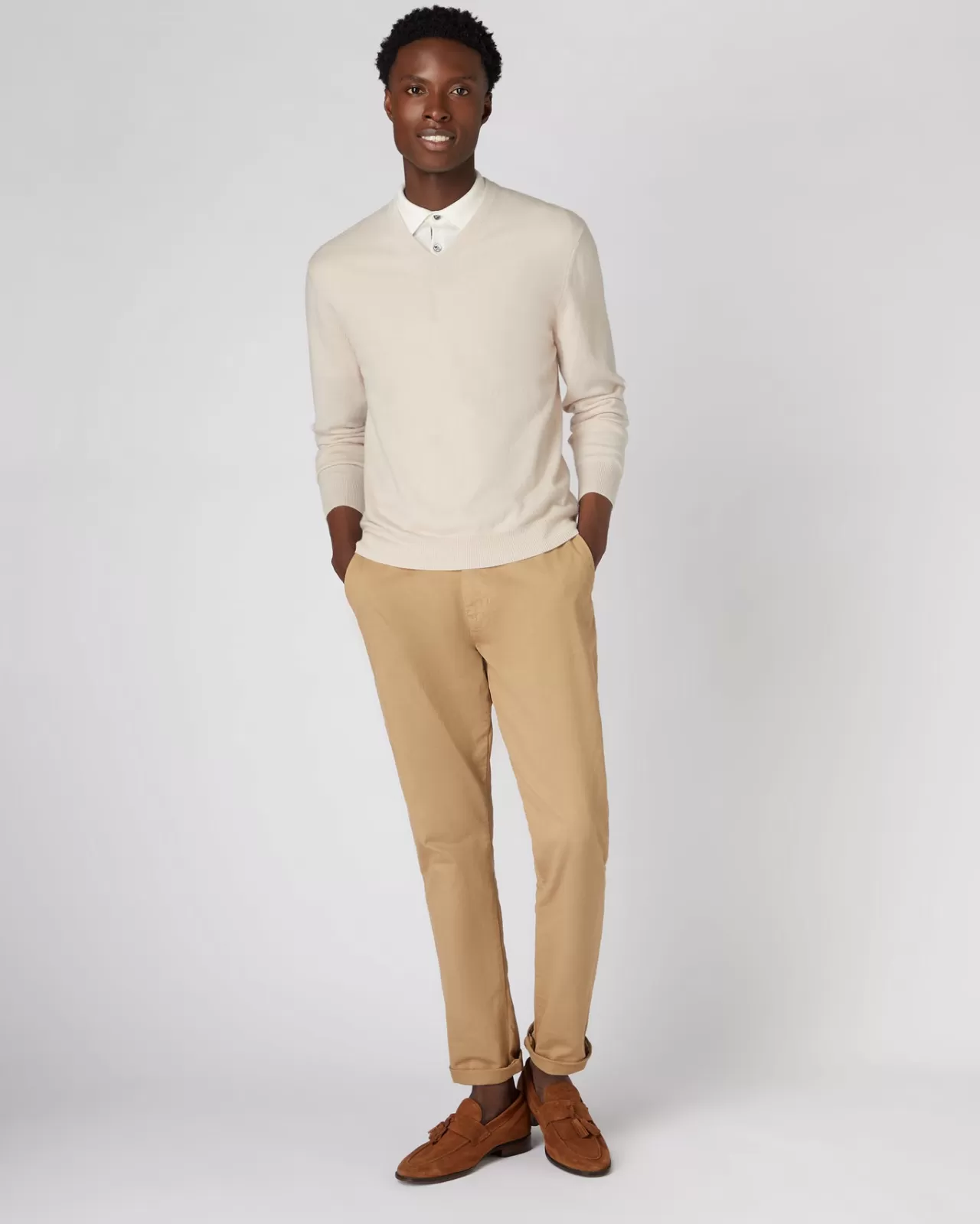 Men N.Peal V Necks | Men'S The Burlington V Neck Cashmere Jumper