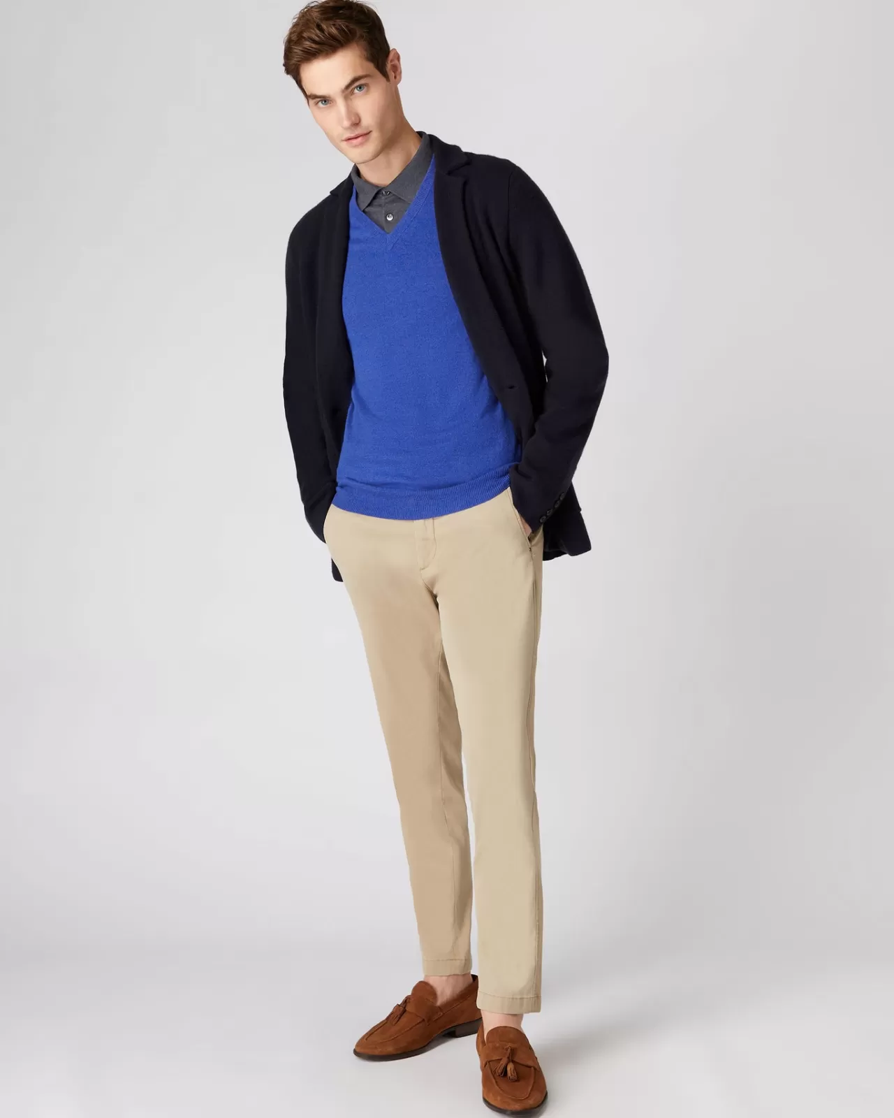 Men N.Peal V Necks | Men'S The Burlington V Neck Cashmere Jumper