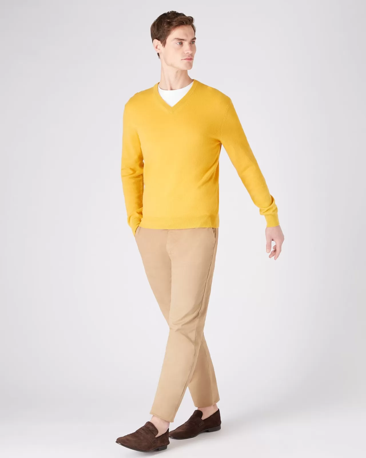 Men N.Peal V Necks | Men'S The Burlington V Neck Cashmere Jumper