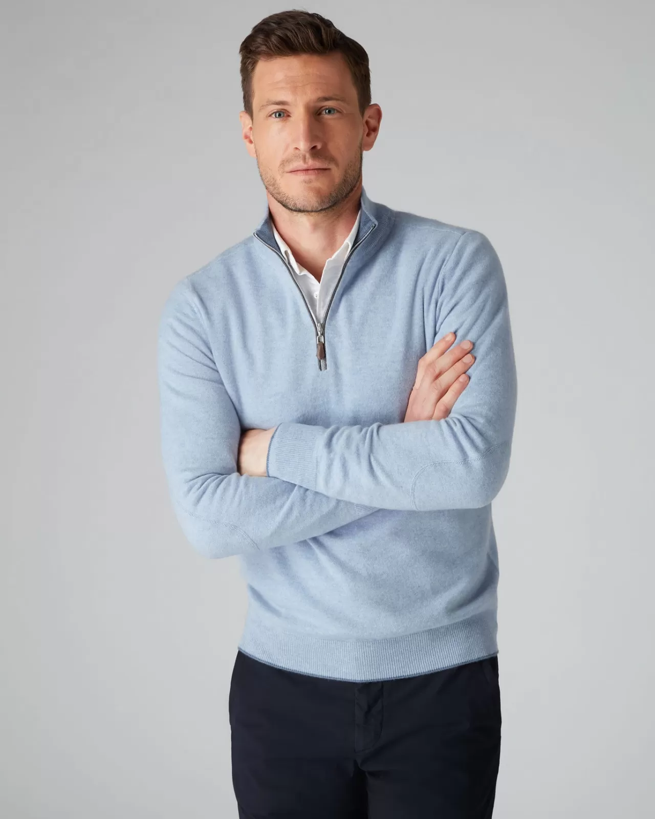 Men N.Peal Half & Full Zip Knitwear | Men'S The Carnaby Half Zip Cashmere Jumper