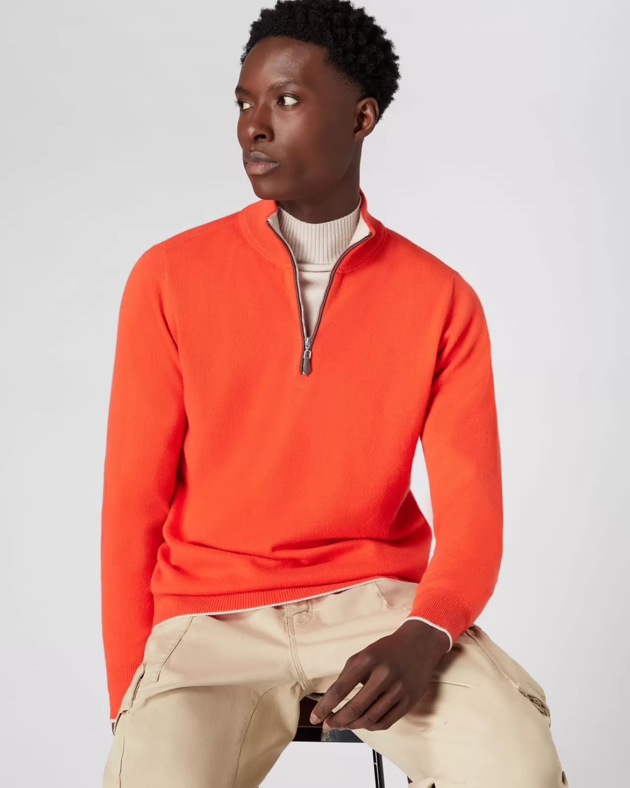 Men N.Peal Half & Full Zip Knitwear | Men'S The Carnaby Half Zip Cashmere Jumper