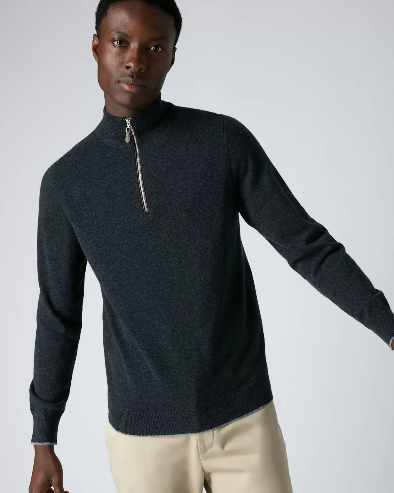 Men N.Peal Half & Full Zip Knitwear | Men'S The Carnaby Half Zip Cashmere Jumper