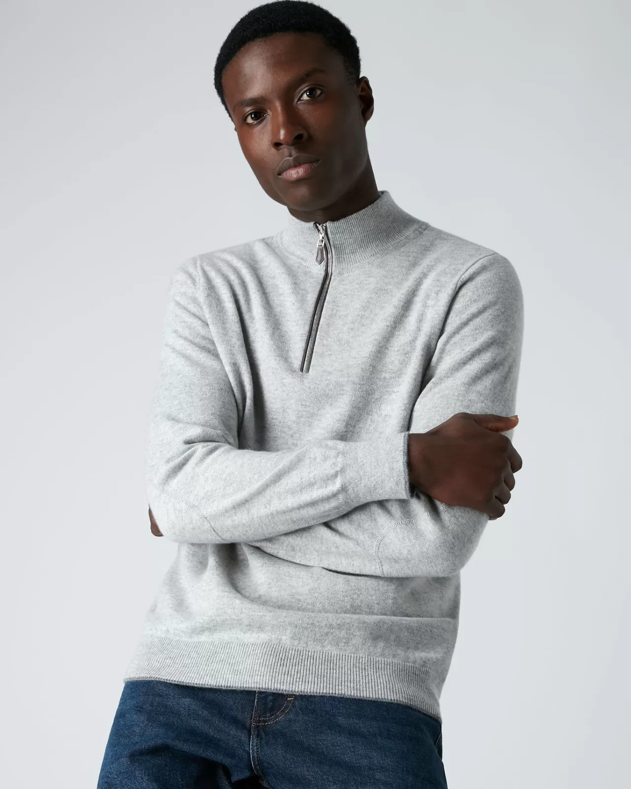 Men N.Peal Half & Full Zip Knitwear | Men'S The Carnaby Half Zip Cashmere Jumper