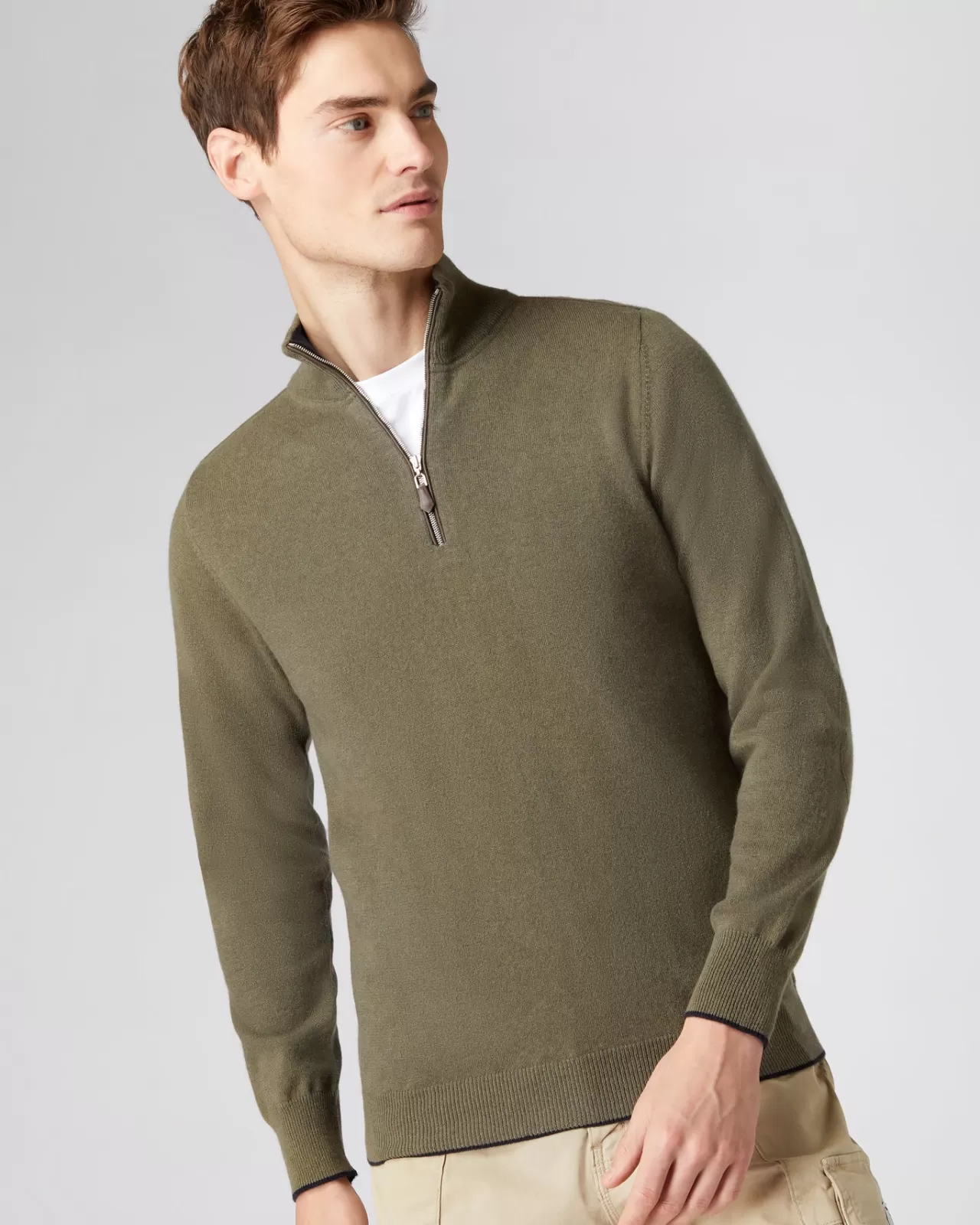 Men N.Peal Half & Full Zip Knitwear | Men'S The Carnaby Half Zip Cashmere Jumper