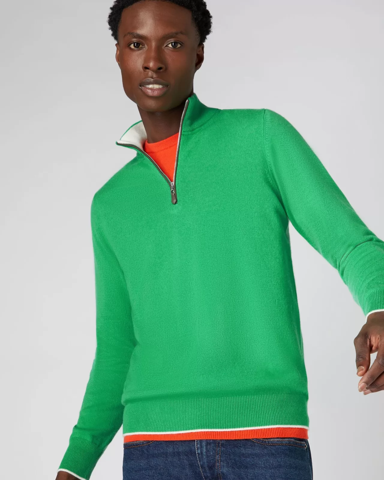 Men N.Peal Half & Full Zip Knitwear | Men'S The Carnaby Half Zip Cashmere Jumper