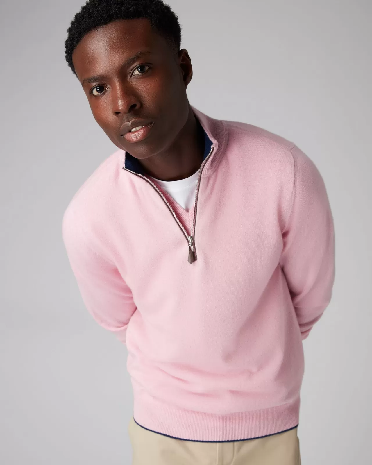 Men N.Peal Half & Full Zip Knitwear | Men'S The Carnaby Half Zip Cashmere Jumper