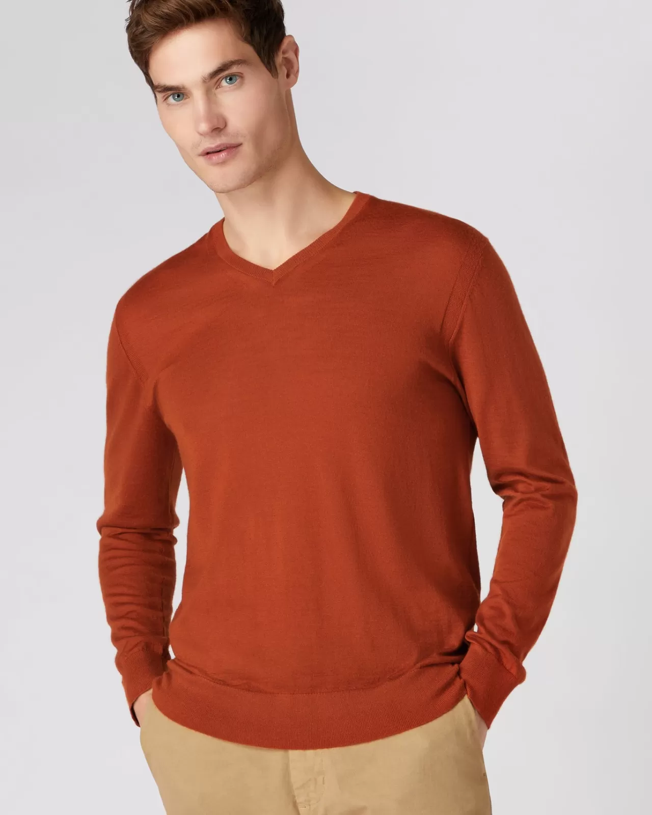 Men N.Peal V Necks | Men'S The Conduit Fine Gauge Cashmere Jumper