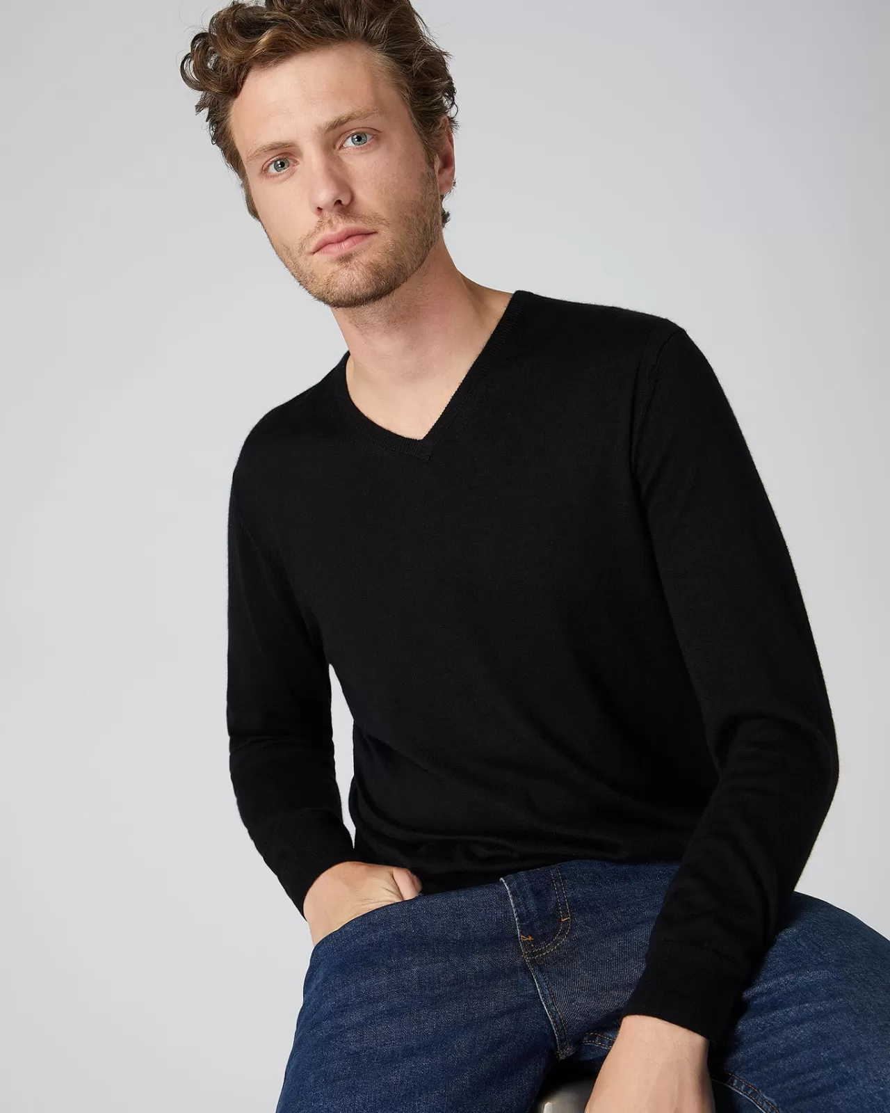 Men N.Peal V Necks | Men'S The Conduit Fine Gauge Cashmere Jumper