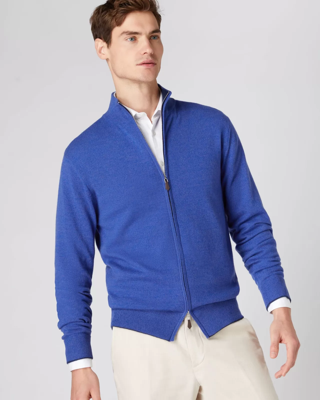 Men N.Peal Cardigans | Men'S The Knightsbridge Zip Cashmere Jumper