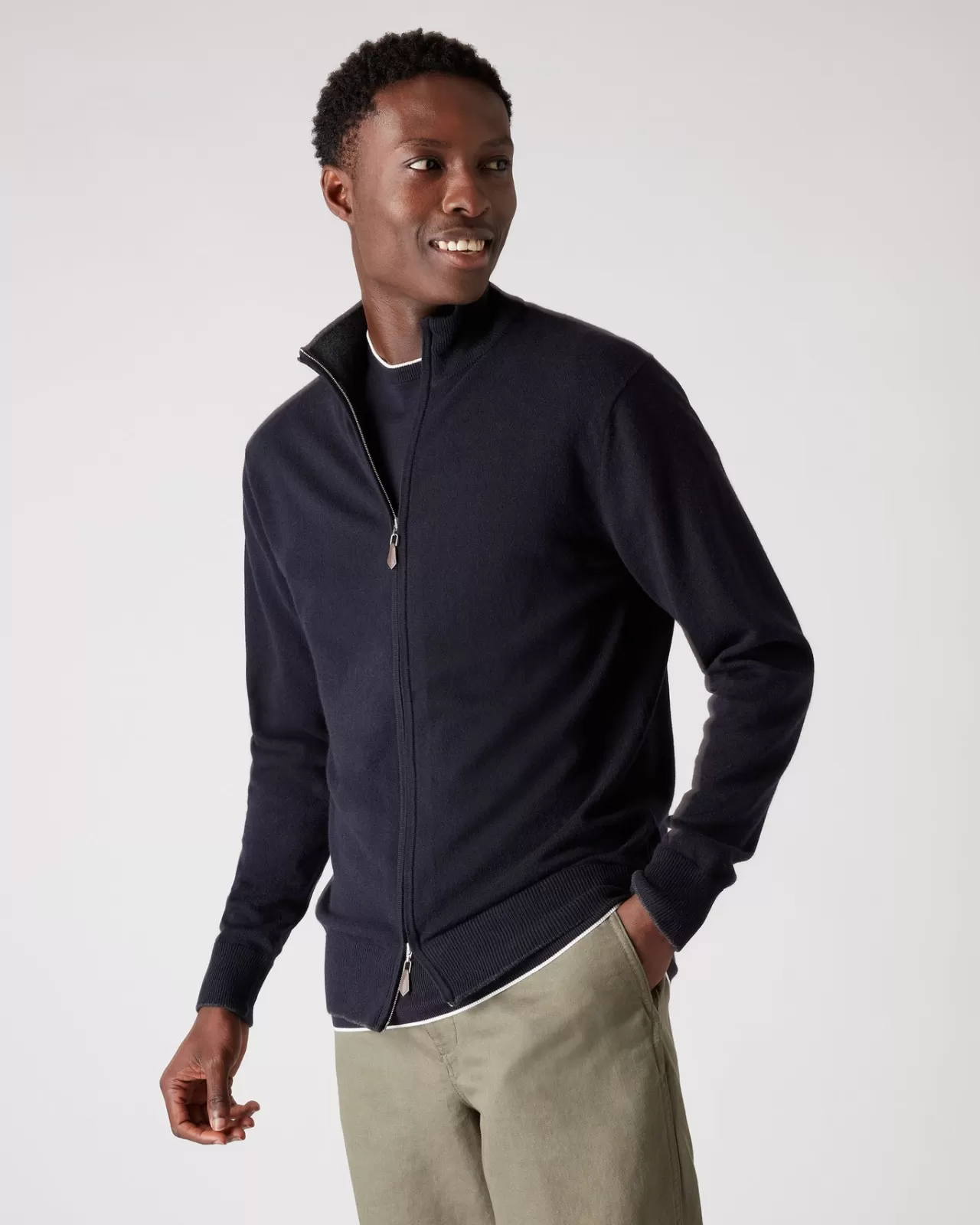 Men N.Peal Cardigans | Men'S The Knightsbridge Zip Cashmere Jumper