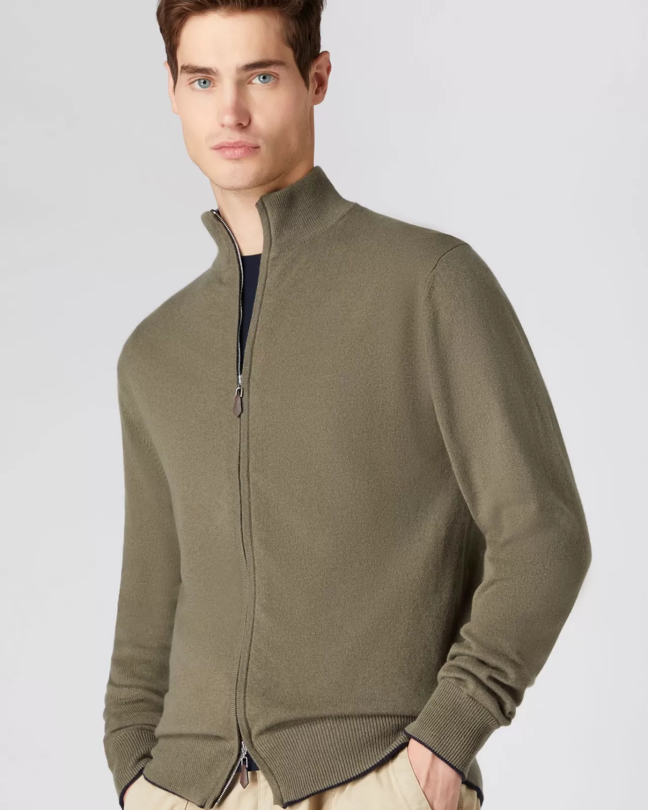 Men N.Peal Cardigans | Men'S The Knightsbridge Zip Cashmere Jumper