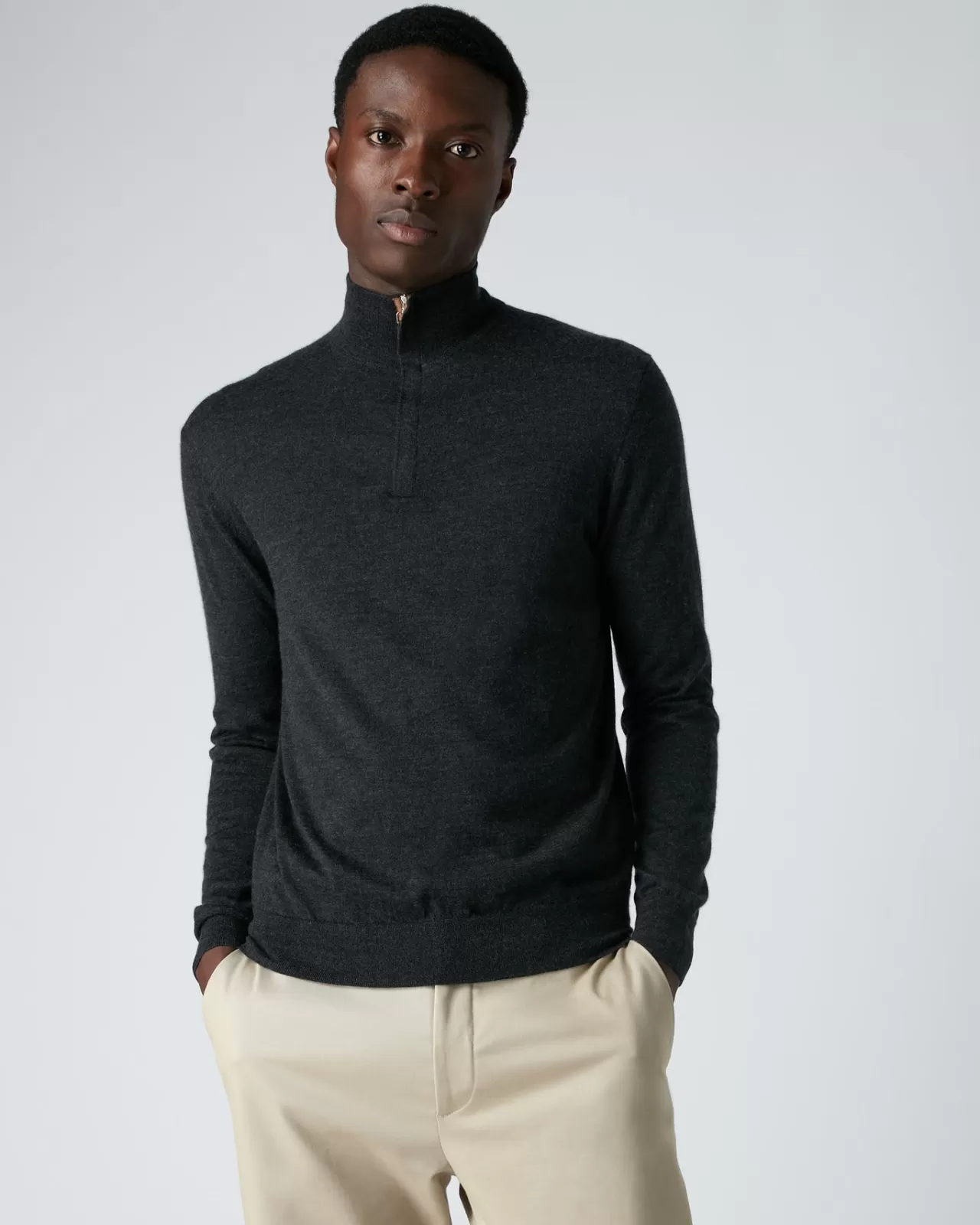 Men N.Peal Half & Full Zip Knitwear | Men'S The Regent Fine Gauge Cashmere Half Zip Jumper