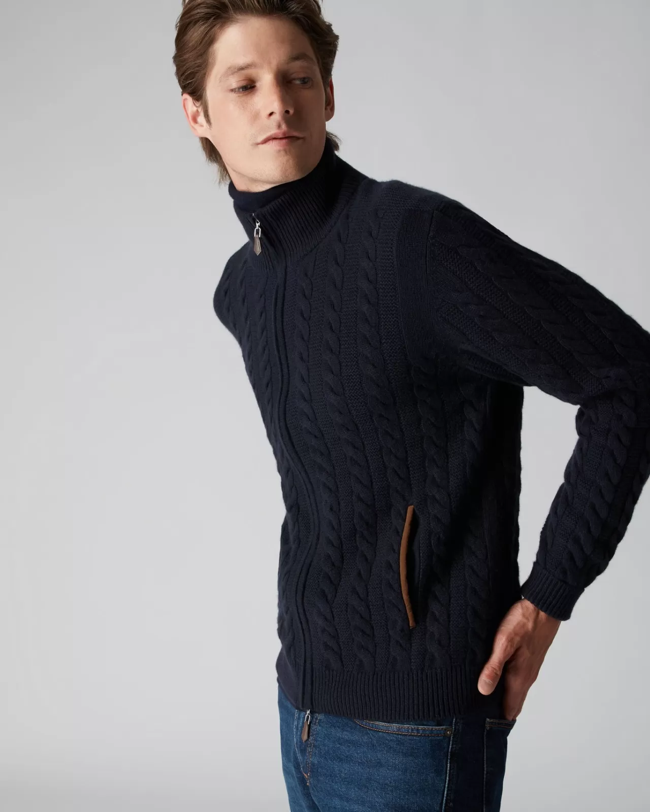 Men N.Peal Cardigans | Men'S The Richmond Cable Cashmere Cardigan