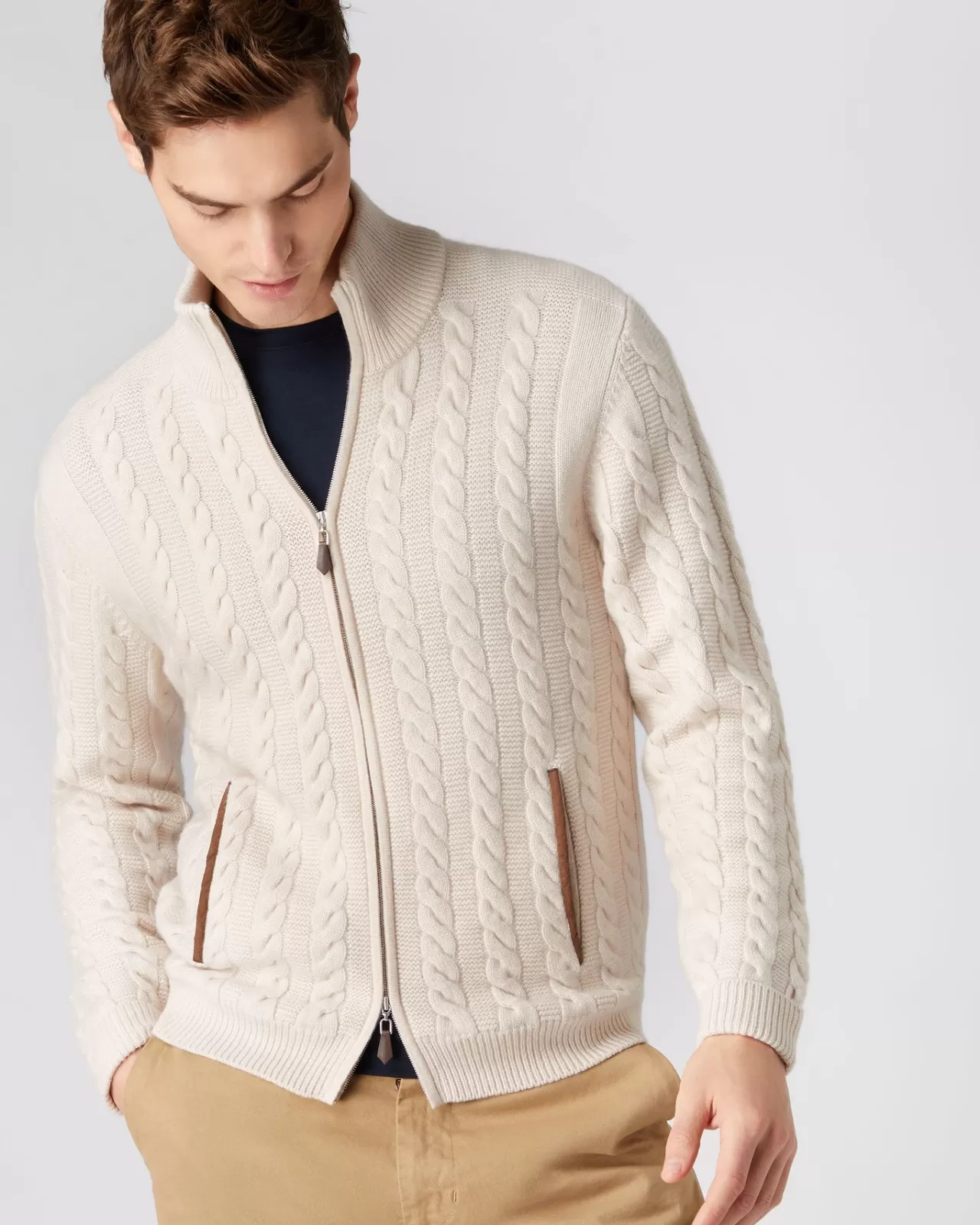 Men N.Peal Cardigans | Men'S The Richmond Cable Cashmere Cardigan