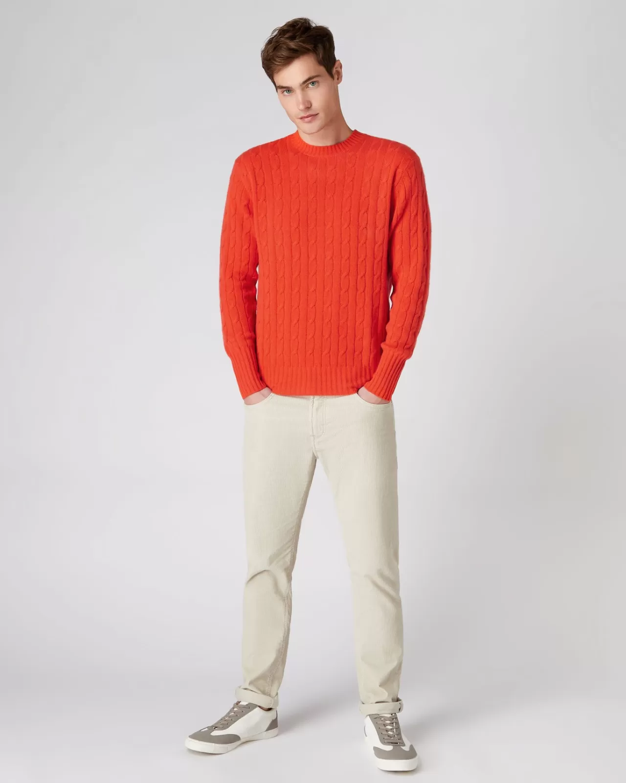 Men N.Peal Round Necks | Men'S The Thames Cable Cashmere Jumper