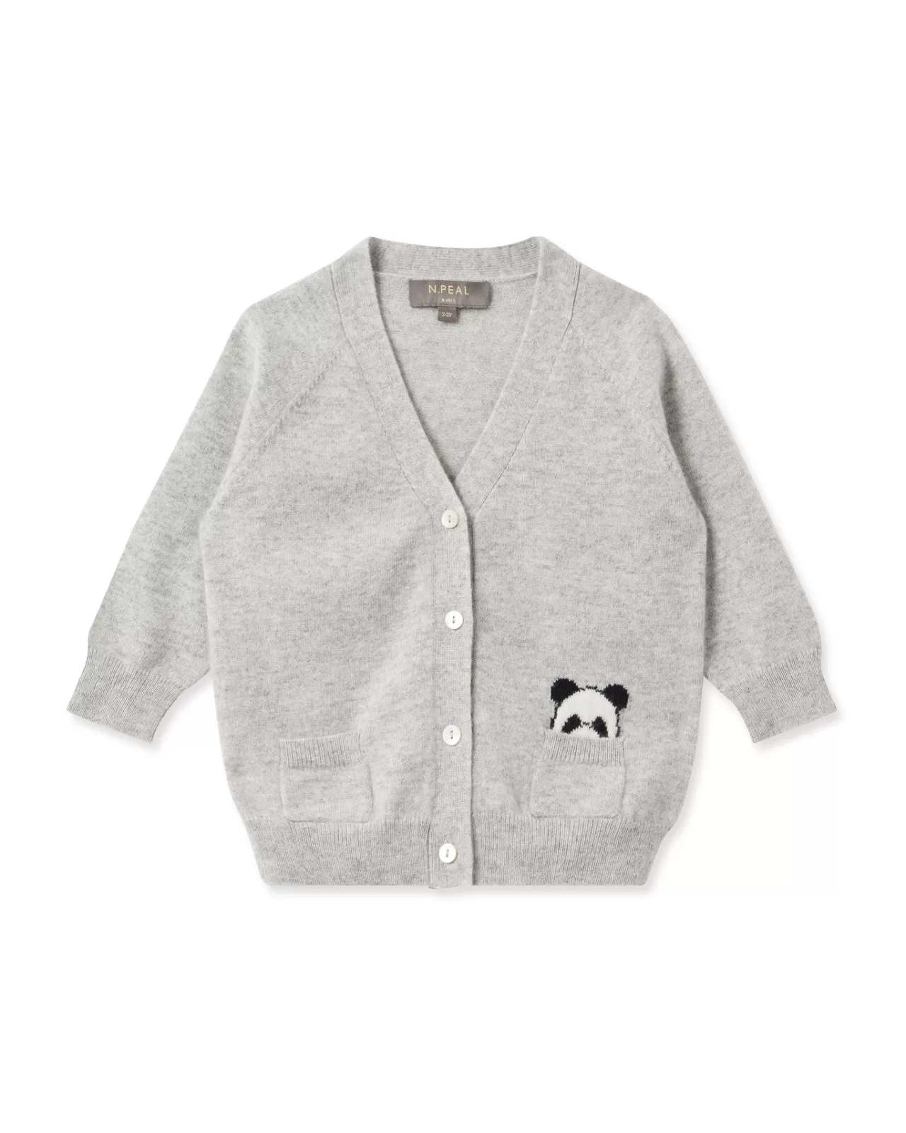 Children N.Peal Baby | Panda Pocket Cashmere Cardigan