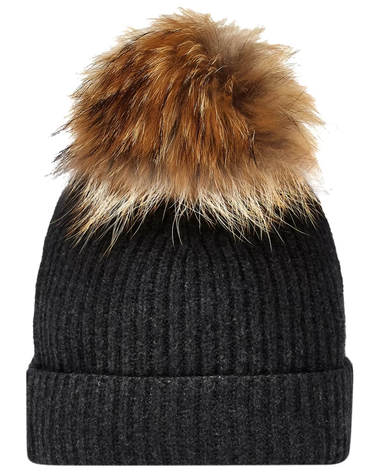 Women N.Peal Hats | Unisex Ribbed Cashmere Hat With Detachable Pom