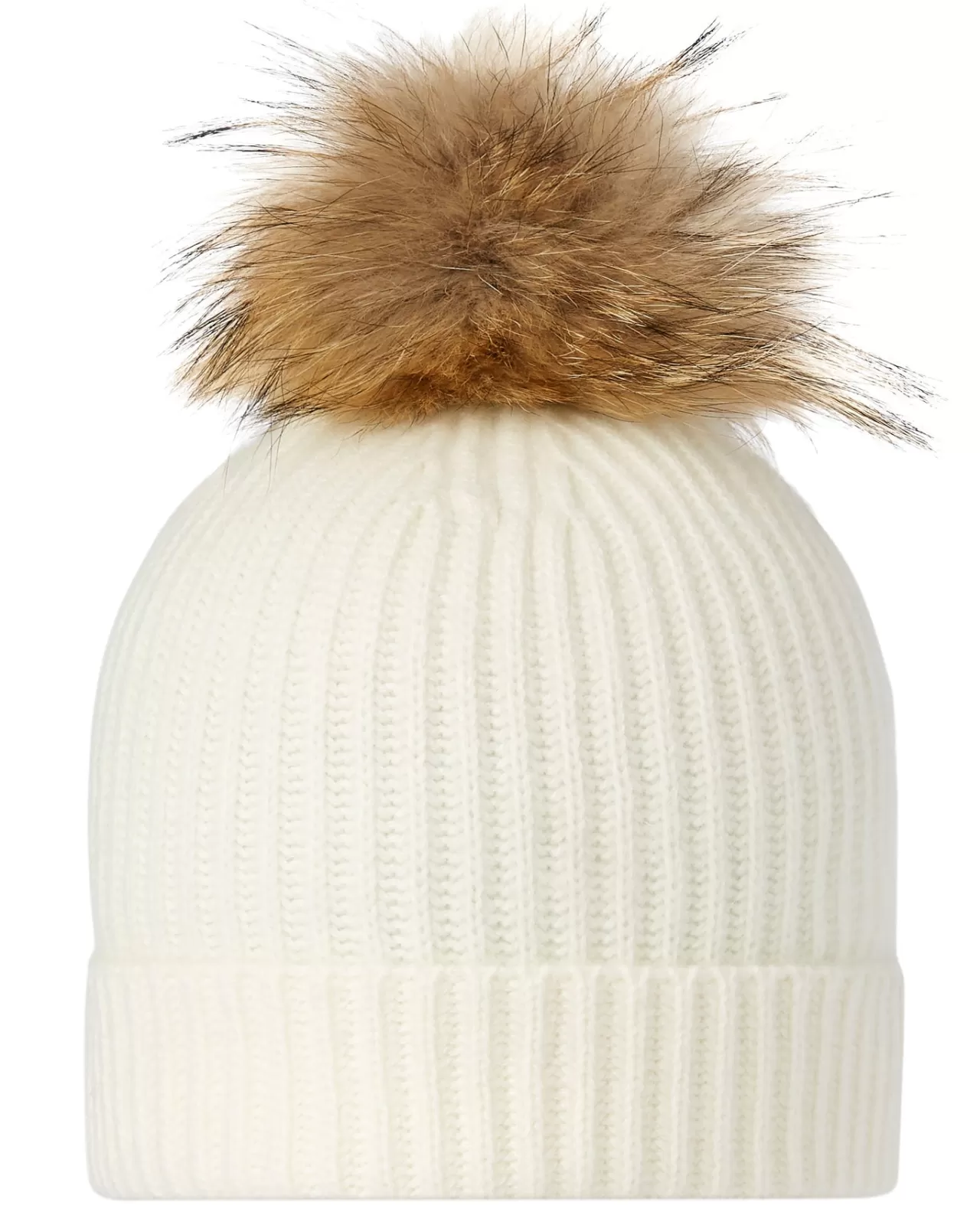 Women N.Peal Hats | Unisex Ribbed Cashmere Hat With Detachable Pom