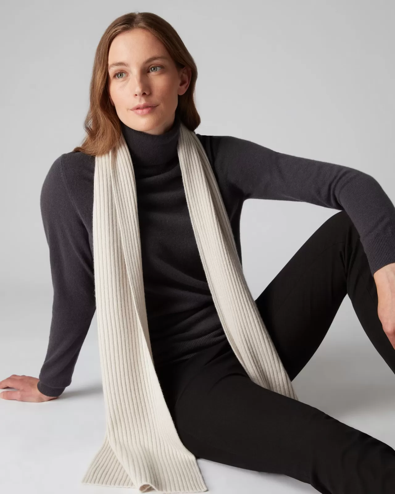 Women N.Peal Cashmere Scarves | Unisex Short Ribbed Cashmere Scarf