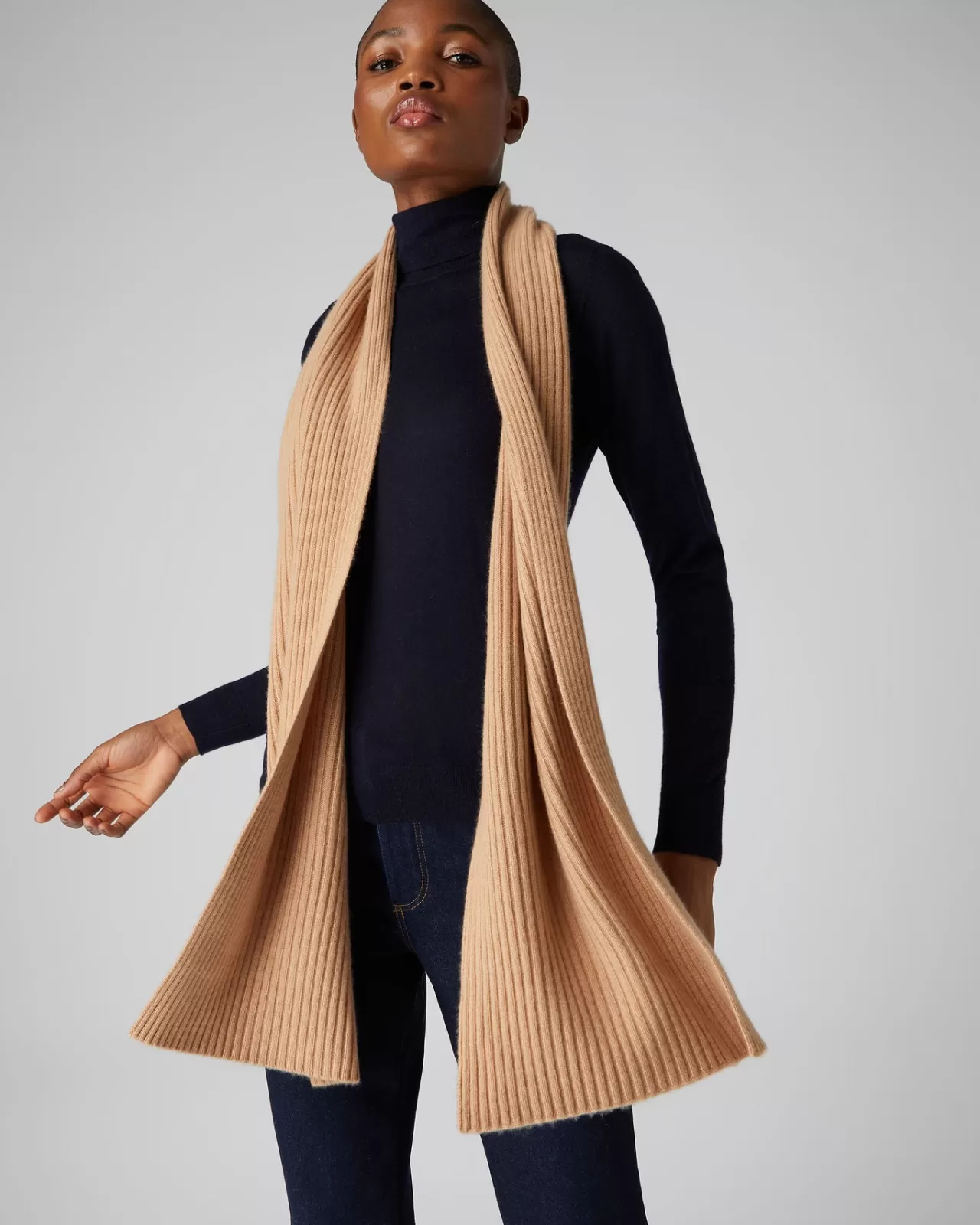 Women N.Peal Cashmere Scarves | Unisex Short Ribbed Cashmere Scarf