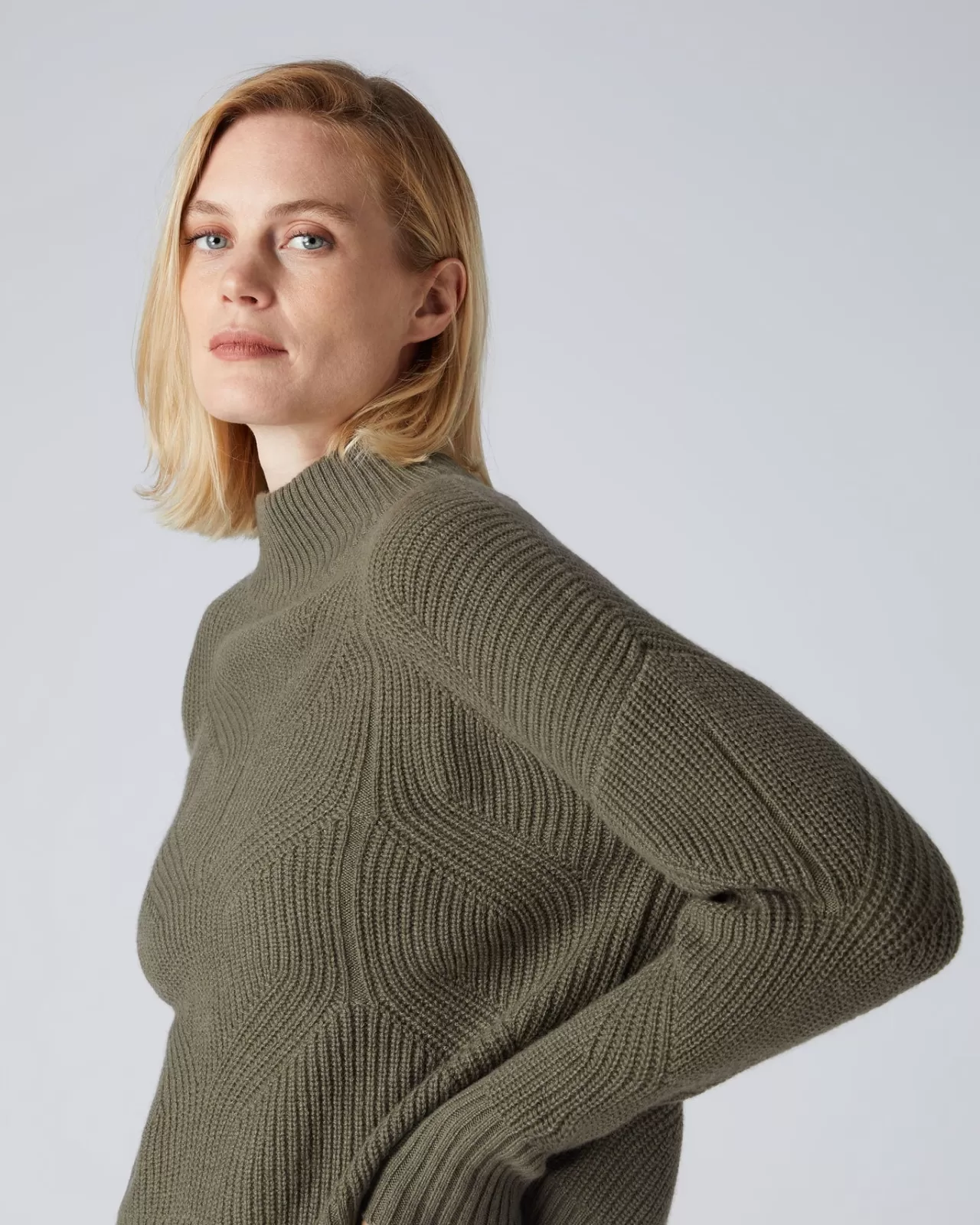 Women N.Peal Roll Necks | Women'S Cable Mock Neck Cashmere Jumper