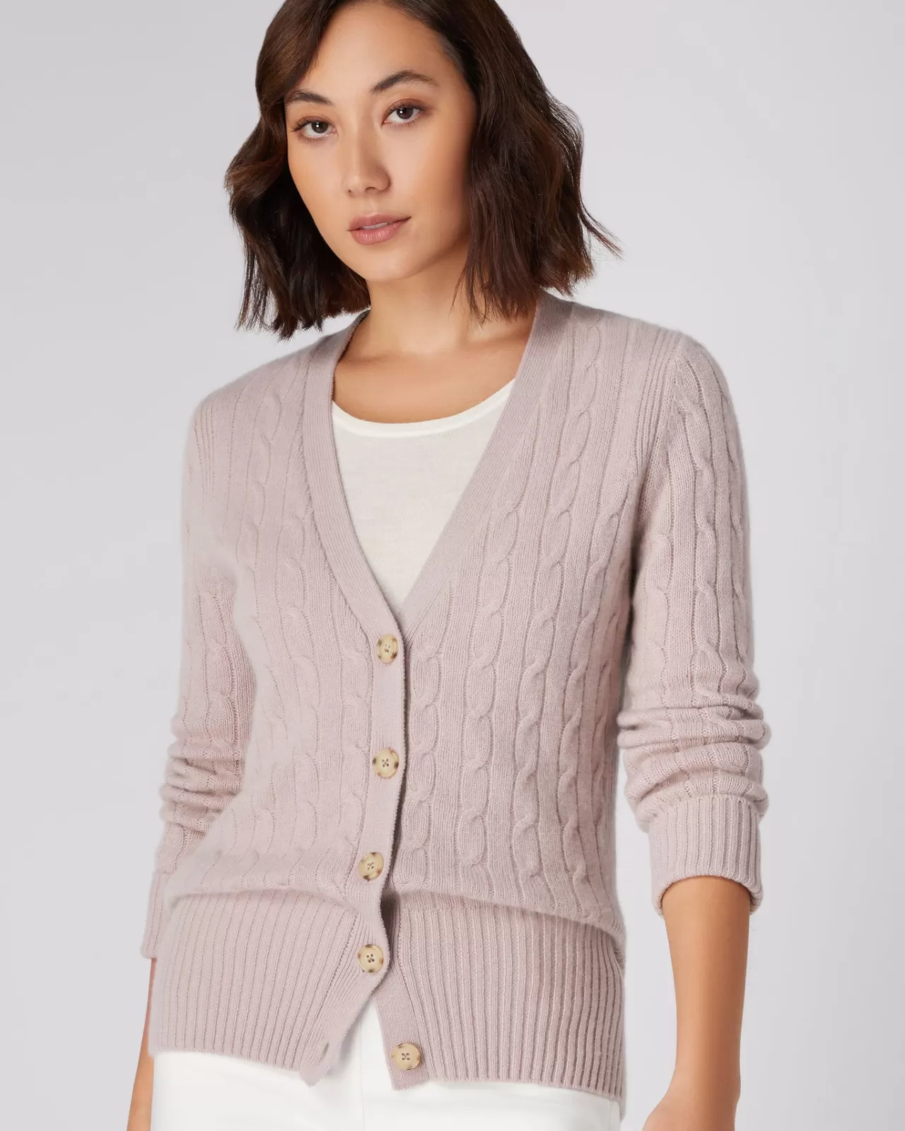 Women N.Peal Cardigans | Women'S Cable V Neck Cashmere Cardigan