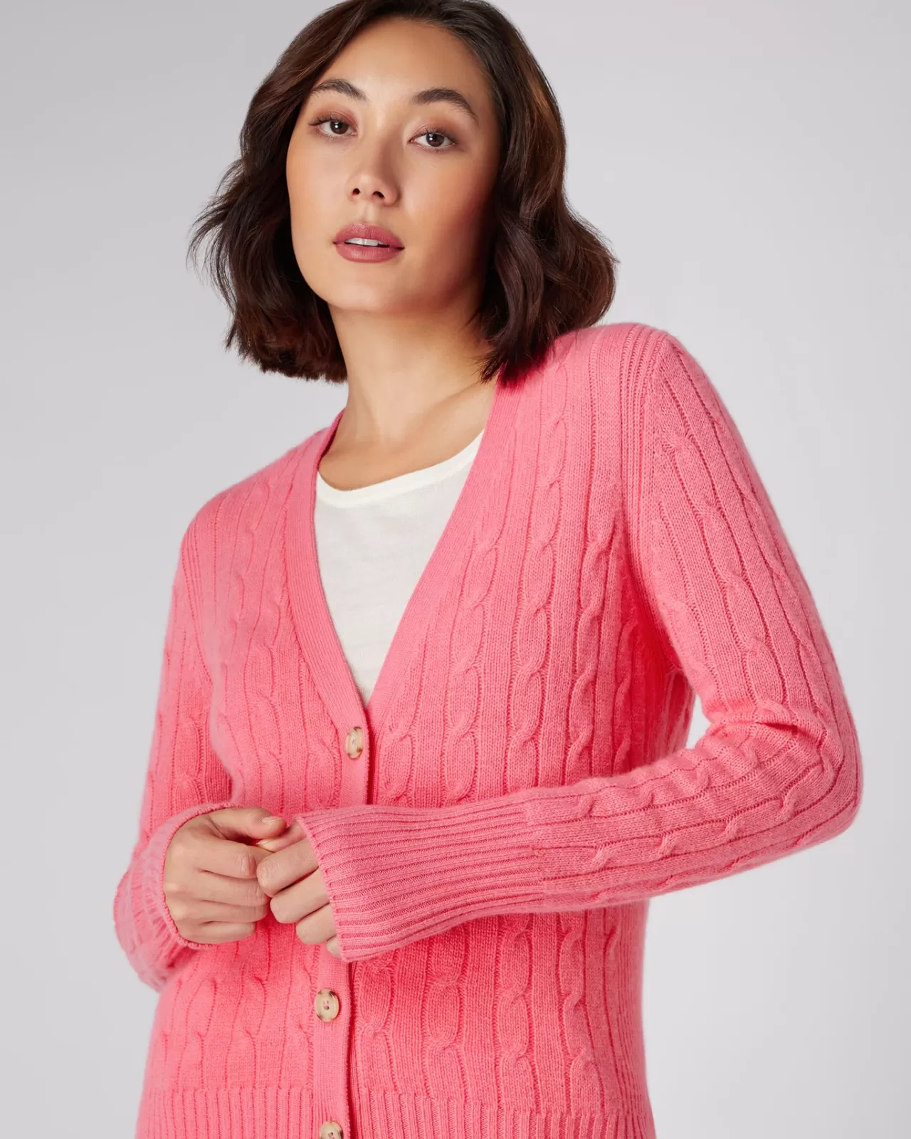 Women N.Peal Cardigans | Women'S Cable V Neck Cashmere Cardigan