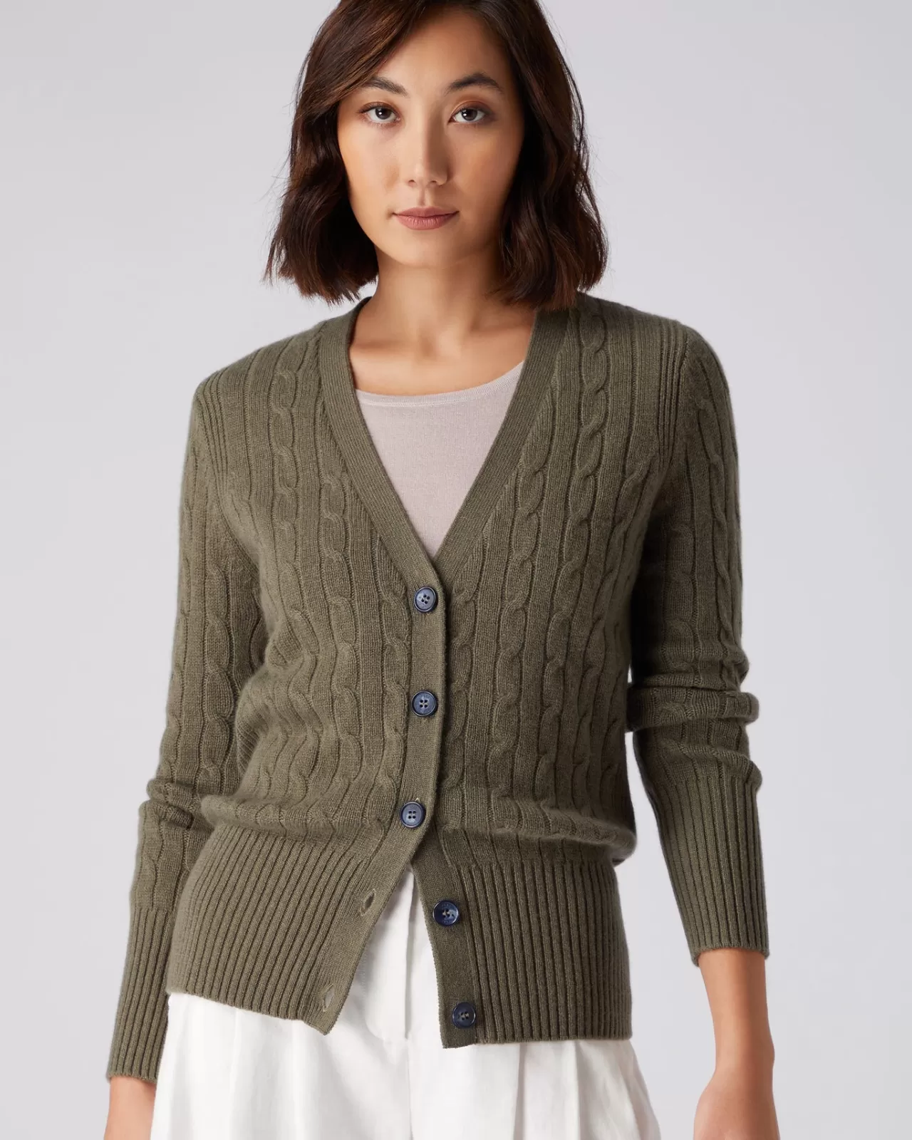 Women N.Peal Cardigans | Women'S Cable V Neck Cashmere Cardigan