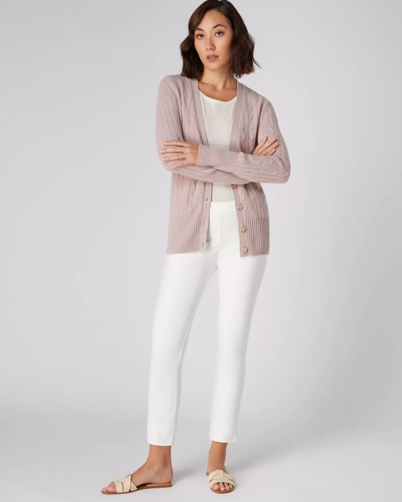 Women N.Peal Cardigans | Women'S Cable V Neck Cashmere Cardigan