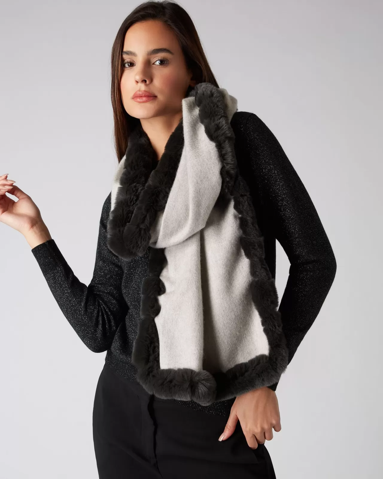 Women N.Peal Cashmere Scarves | Women'S Cashmere Scarf With Fur Trim