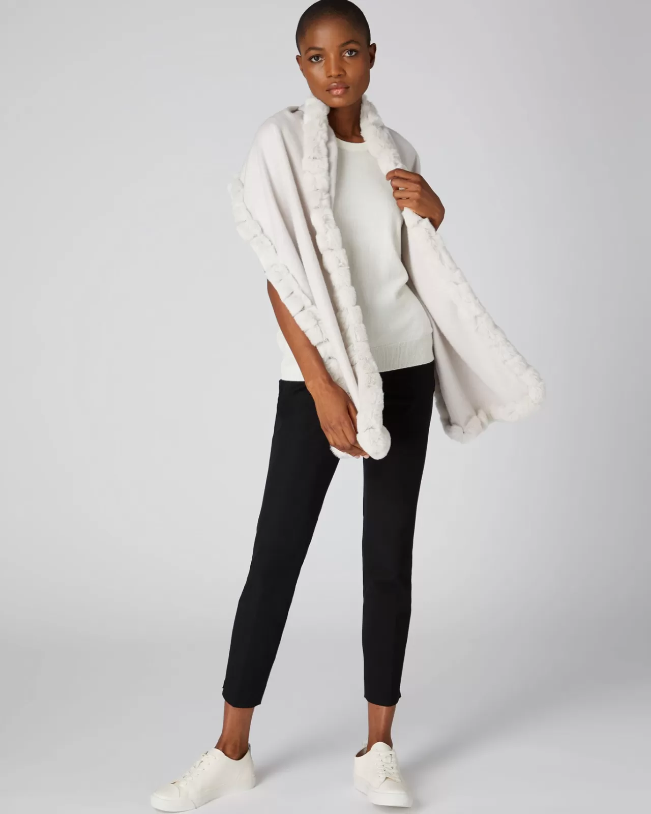 Women N.Peal Cashmere Scarves | Women'S Cashmere Scarf With Fur Trim