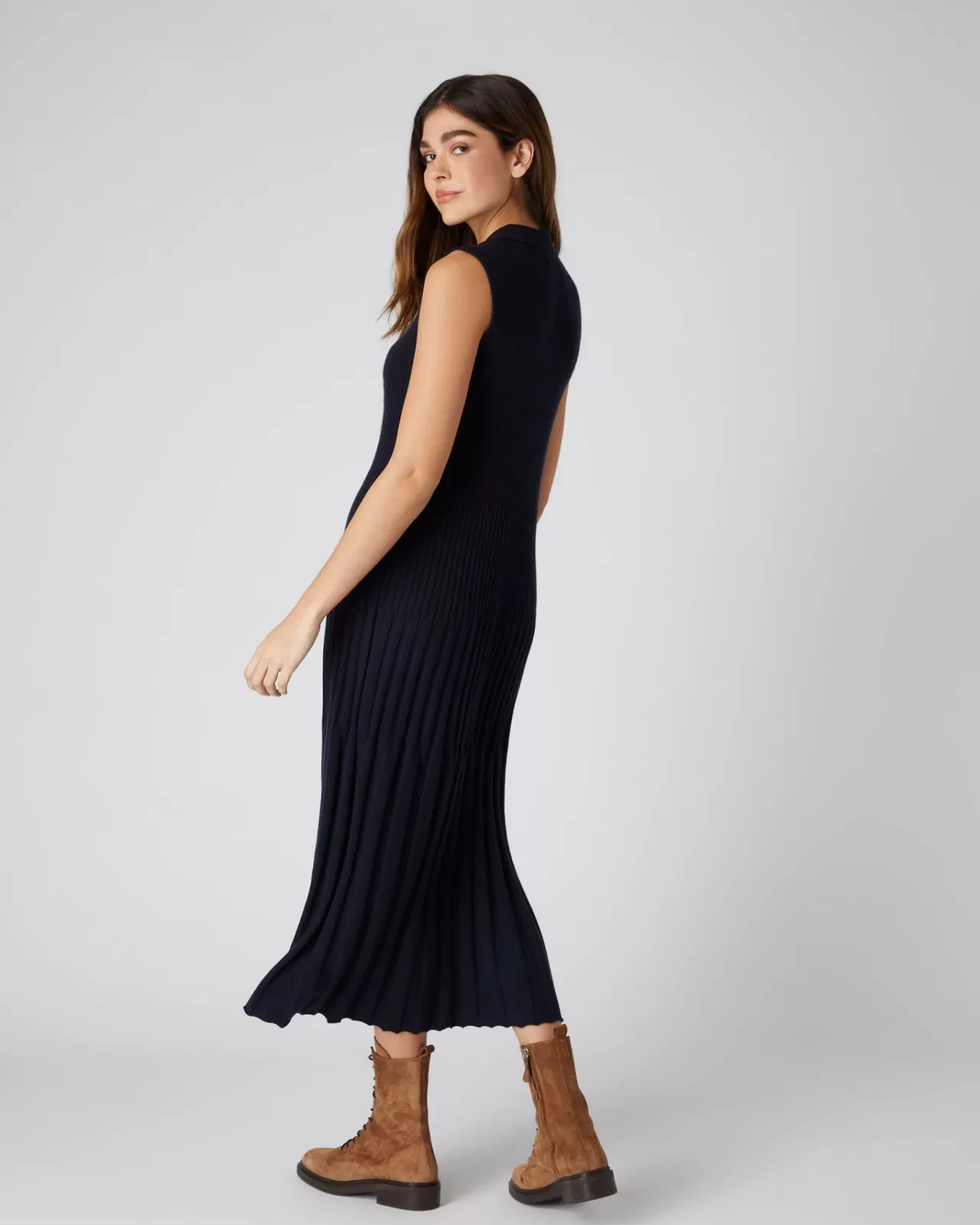 Women N.Peal Dresses & Skirts | Women'S Collared Rib Cashmere Dress