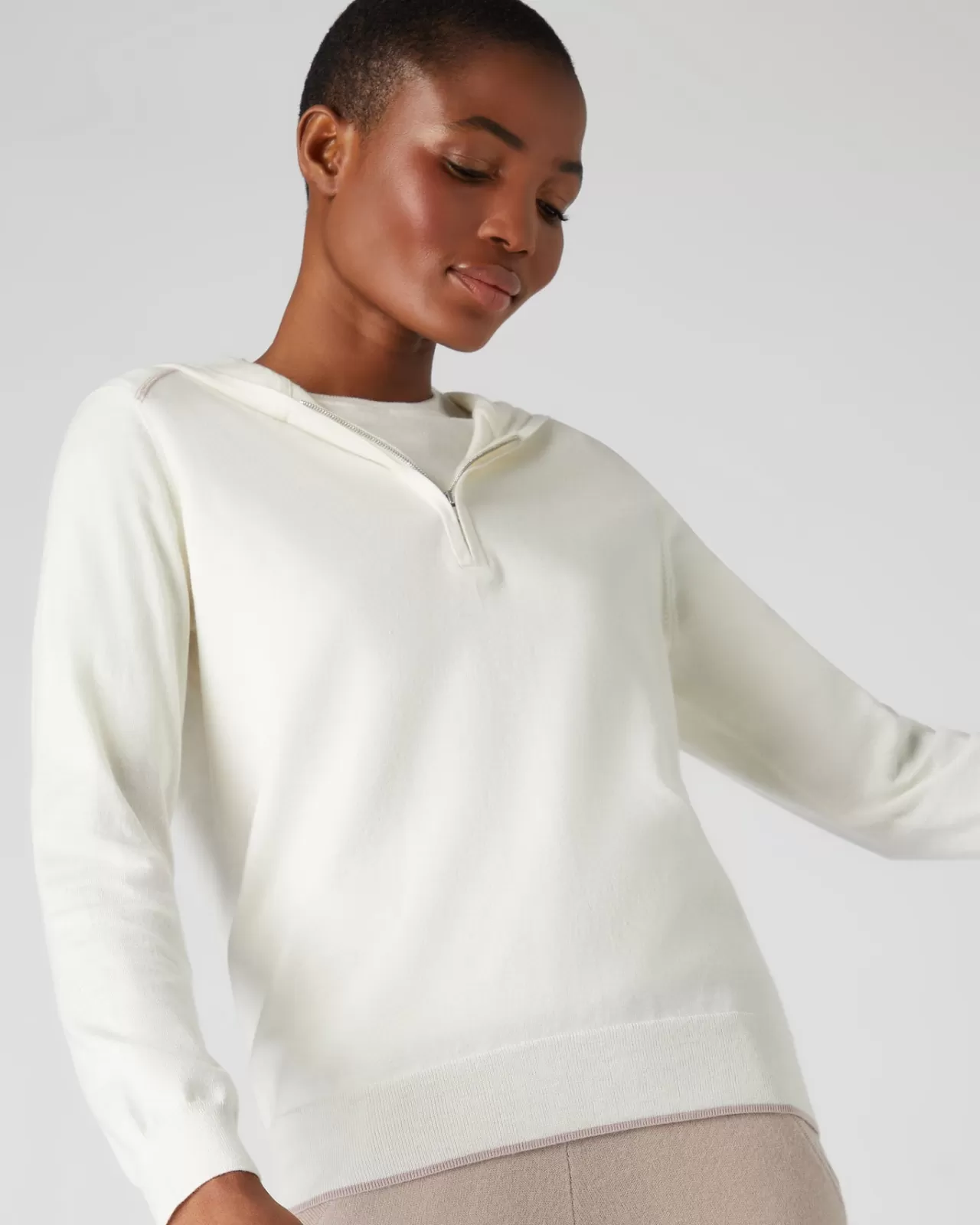 Women N.Peal Half & Full Zip Knitwear | Women'S Cotton Cashmere Hoodie