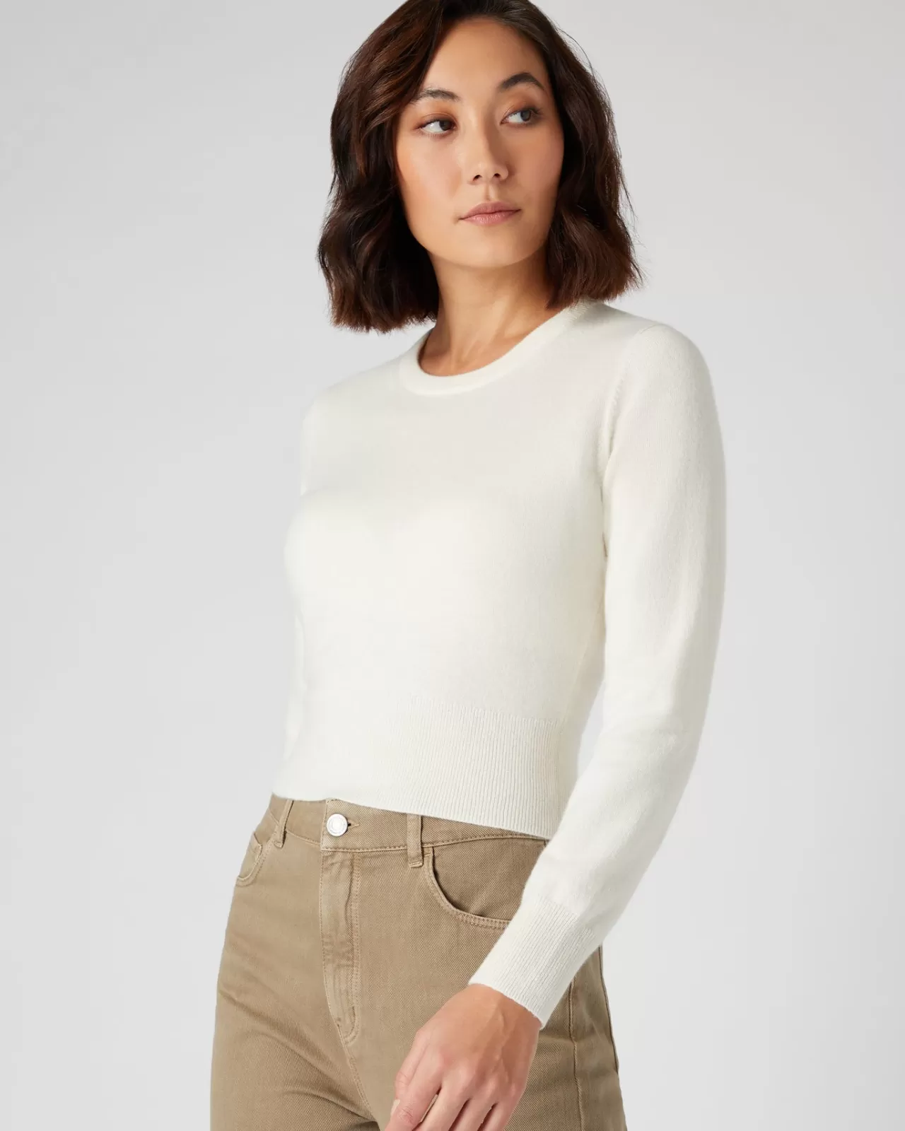 Women N.Peal Round Necks | Women'S Crop Round Neck Cashmere Jumper