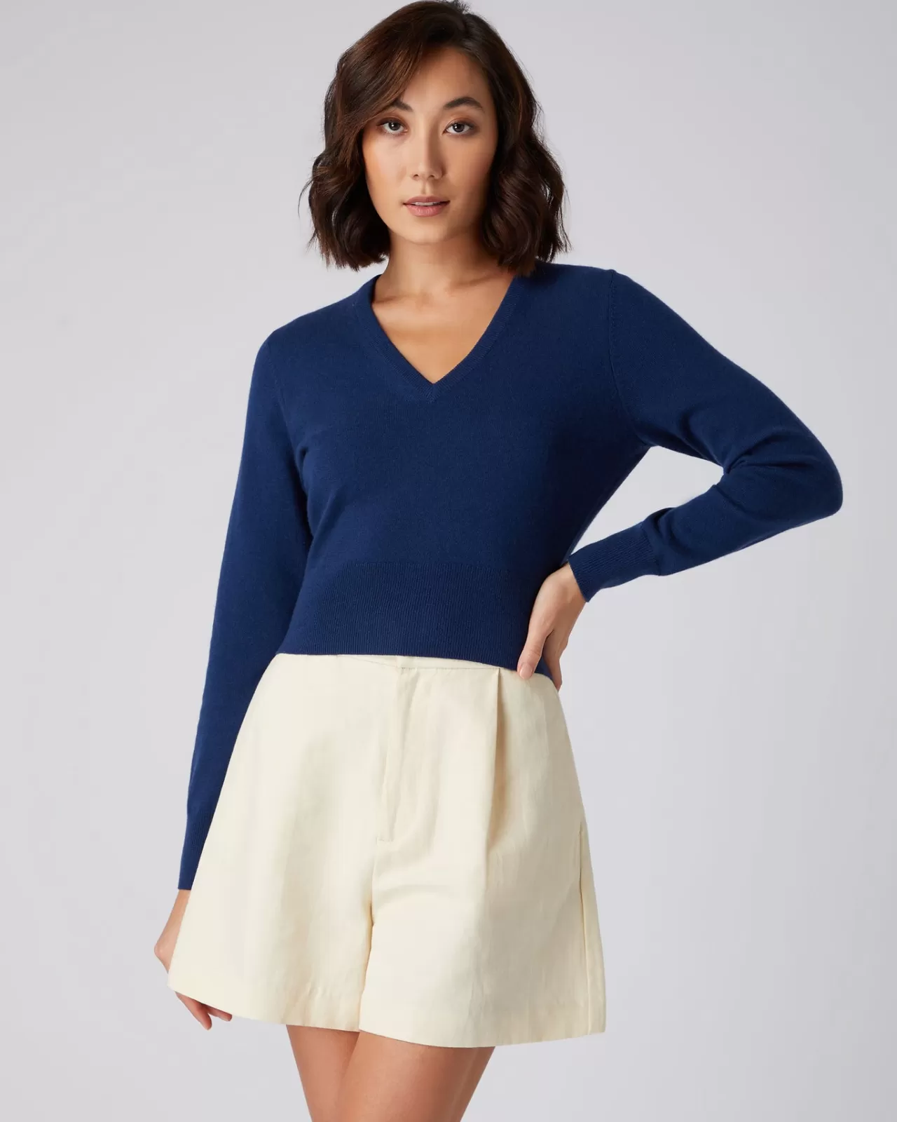 Women N.Peal V Necks | Women'S Crop V Neck Cashmere Jumper