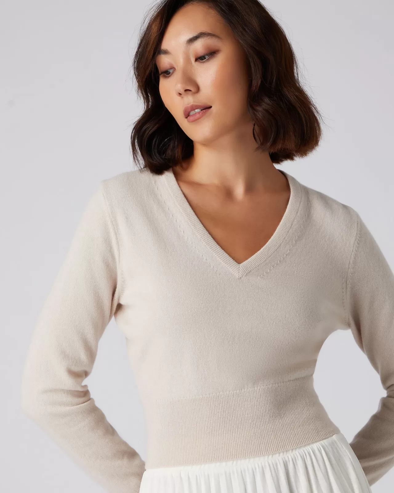 Women N.Peal V Necks | Women'S Crop V Neck Cashmere Jumper