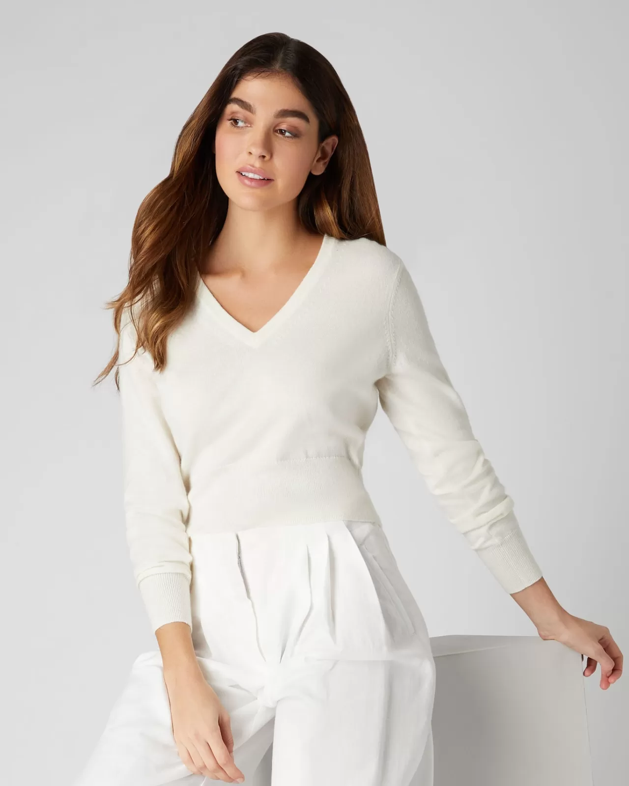 Women N.Peal V Necks | Women'S Crop V Neck Cashmere Jumper